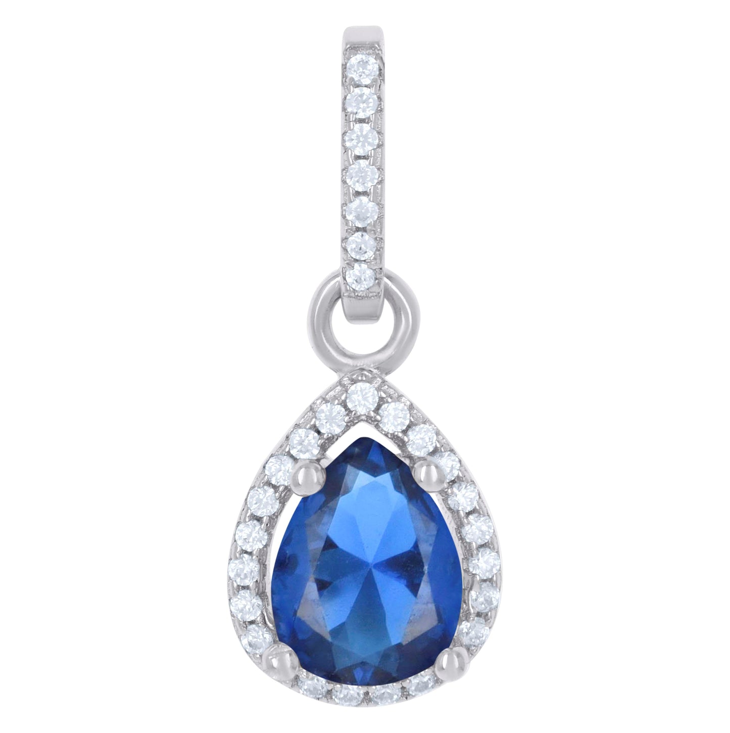 Sterling Silver Womens Cubic Zirconia Fashion Teardrop Charm Pendant