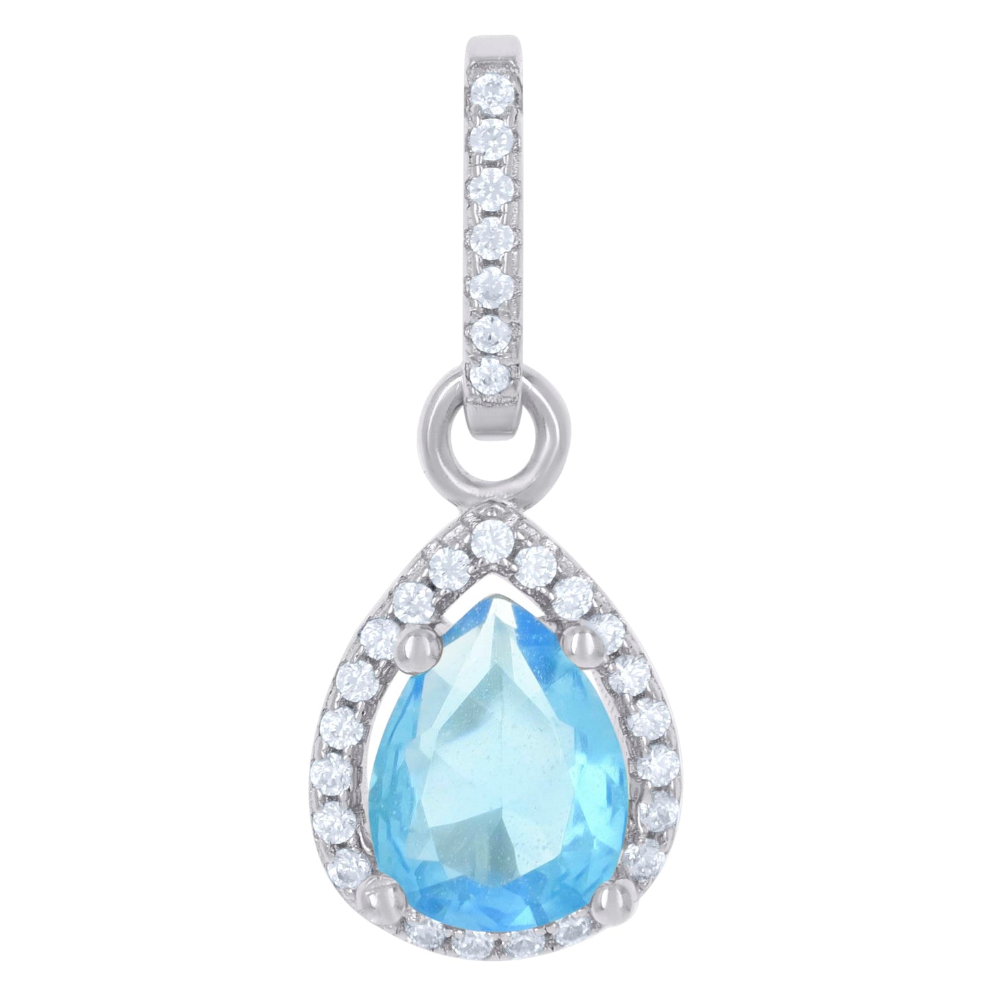 Sterling Silver Womens Cubic Zirconia Fashion Teardrop Charm Pendant