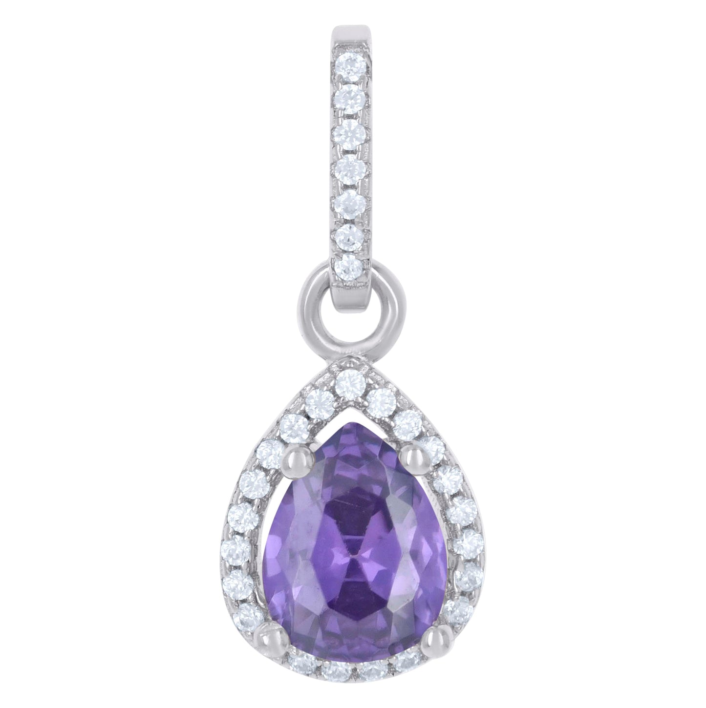 Sterling Silver Womens Cubic Zirconia Fashion Teardrop Charm Pendant