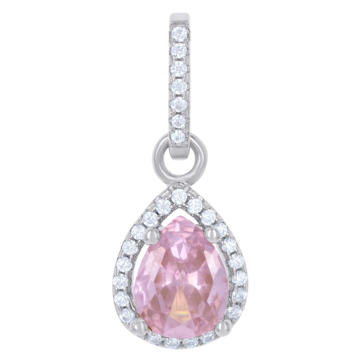 Sterling Silver Womens Cubic Zirconia Fashion Teardrop Charm Pendant