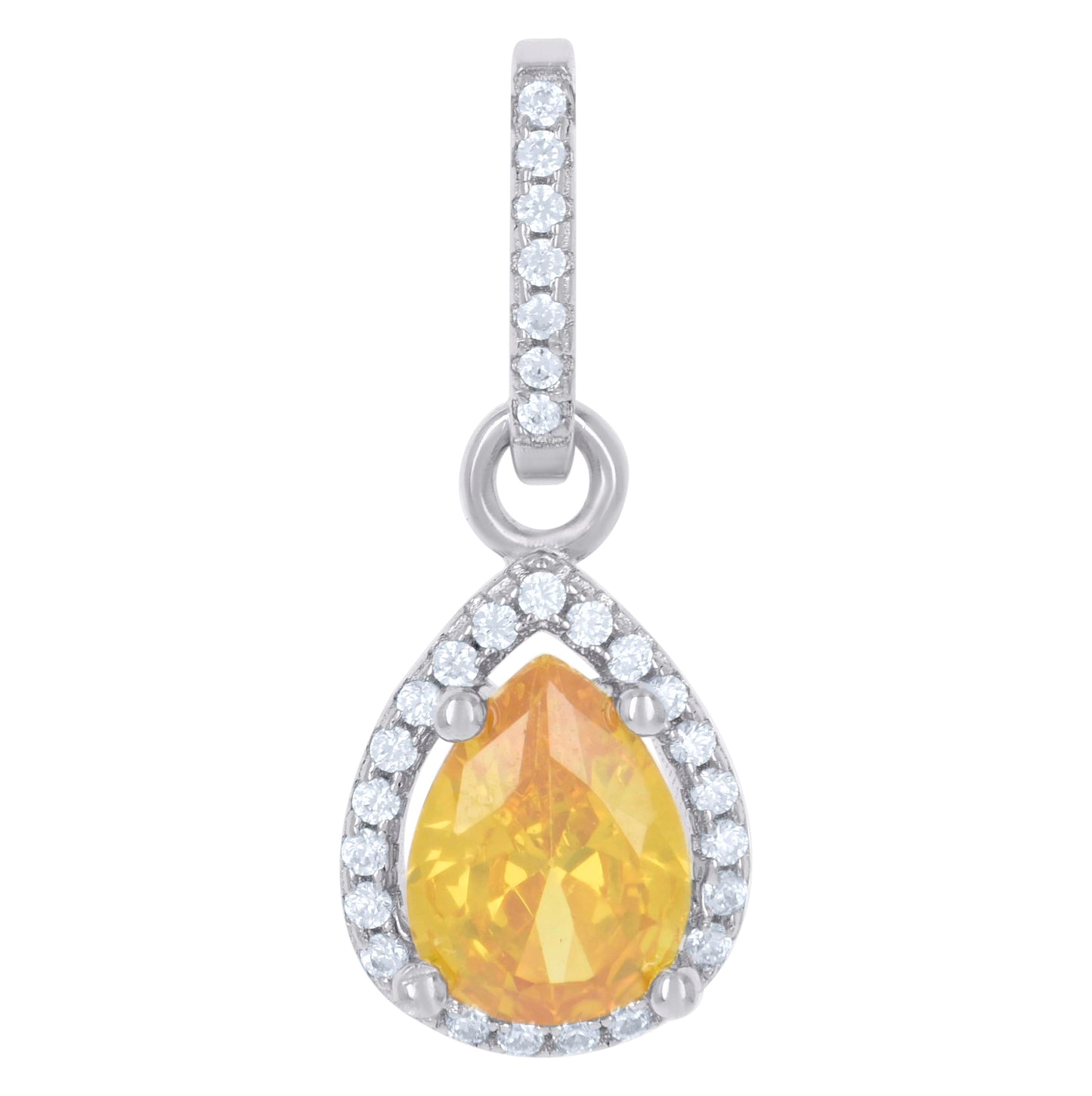 Sterling Silver Womens Cubic Zirconia Fashion Teardrop Charm Pendant