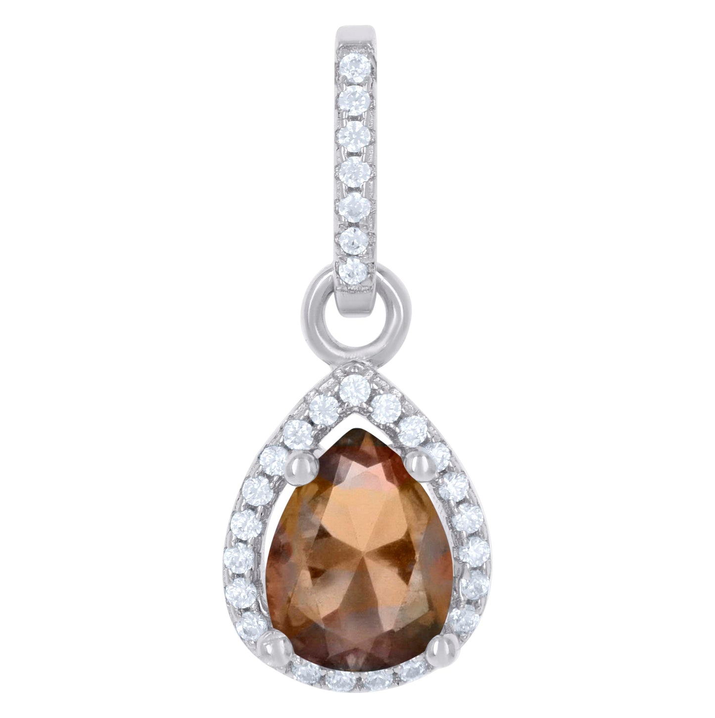 Sterling Silver Womens Cubic Zirconia Fashion Teardrop Charm Pendant