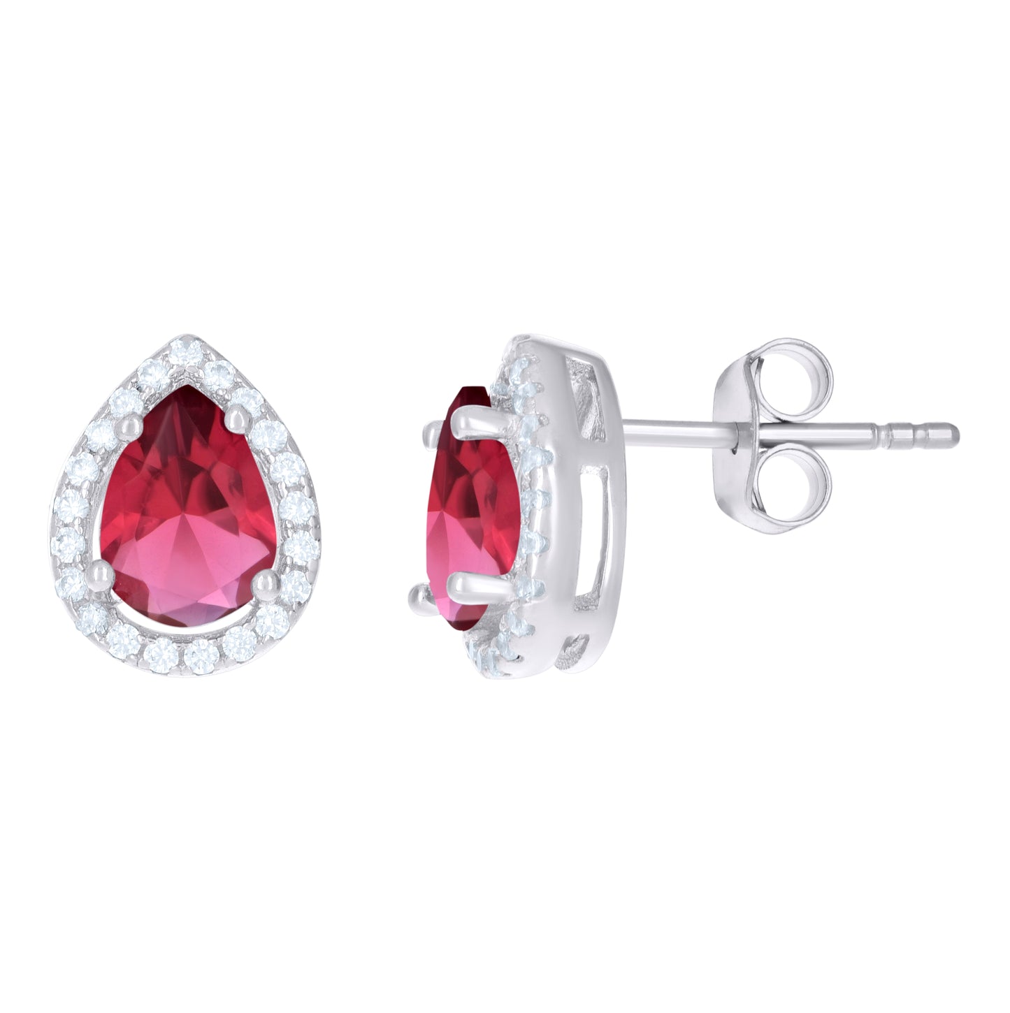 Sterling Silver Womens Cubic Zirconia Pear Stud Earrings