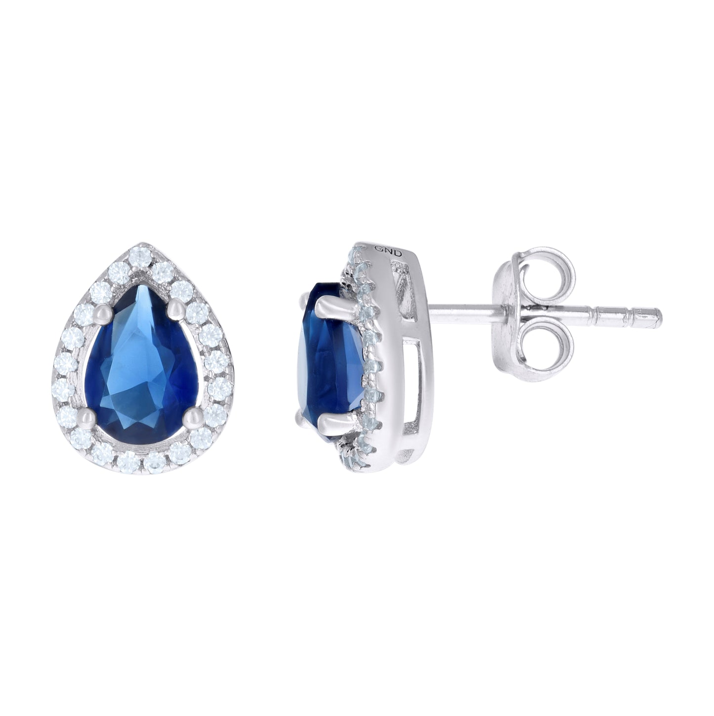 Sterling Silver Womens Cubic Zirconia Pear Stud Earrings