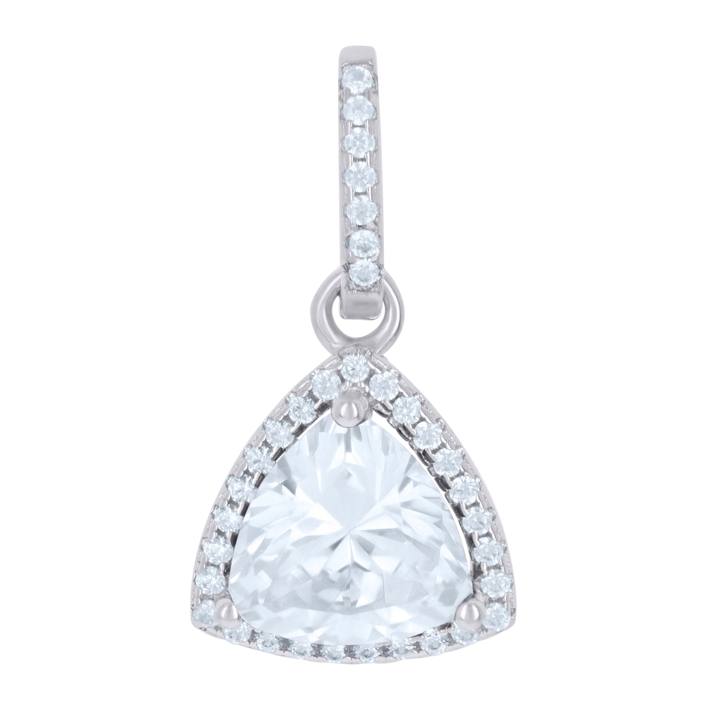Sterling Silver Womens Cubic Zirconia Fashion Triangle Charm Pendant