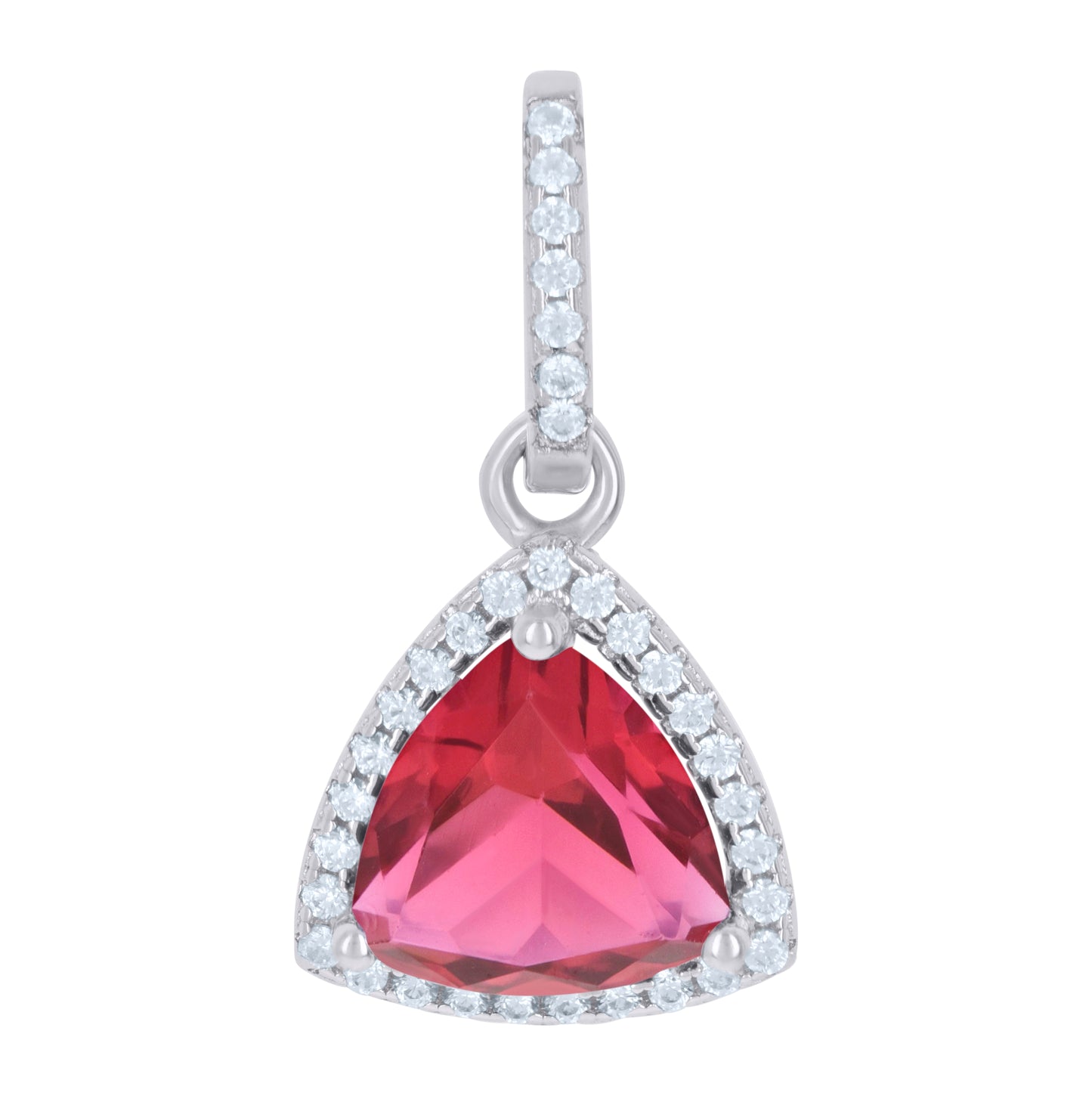 Sterling Silver Womens Cubic Zirconia Fashion Triangle Charm Pendant