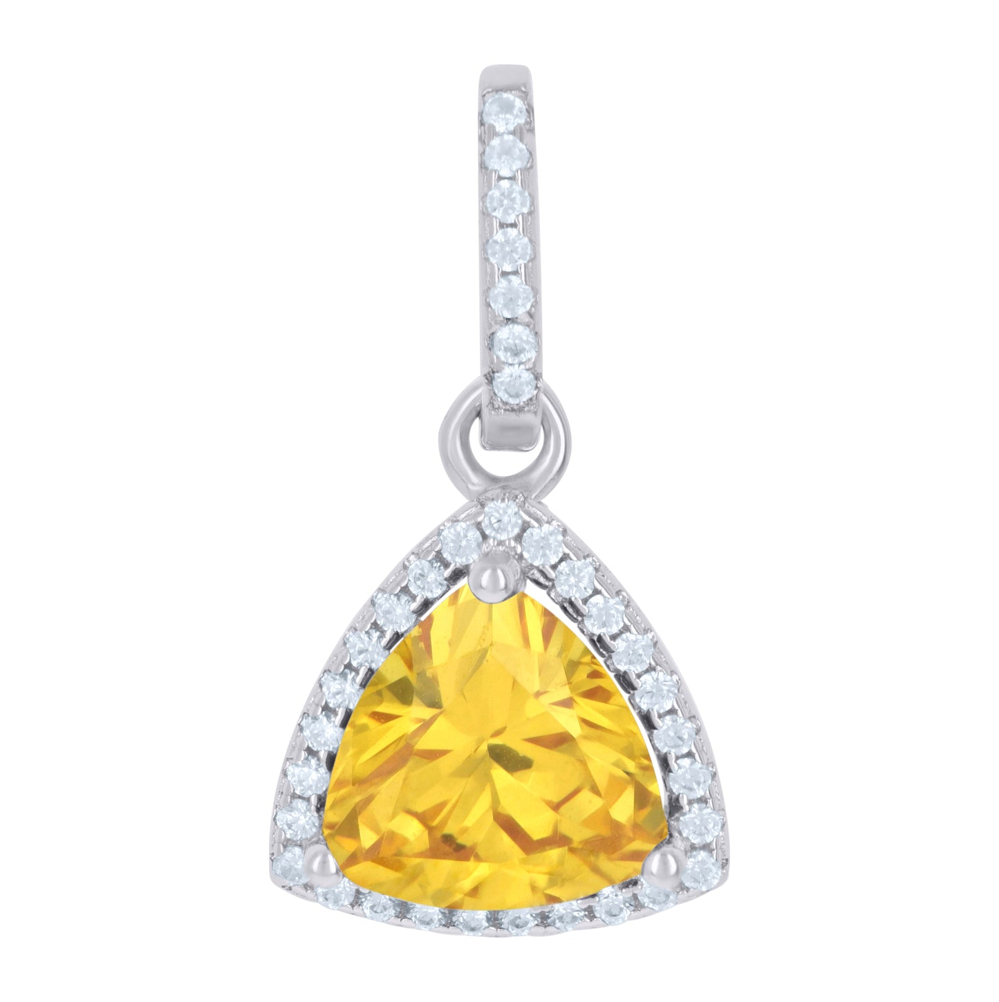 Sterling Silver Womens Cubic Zirconia Fashion Triangle Charm Pendant