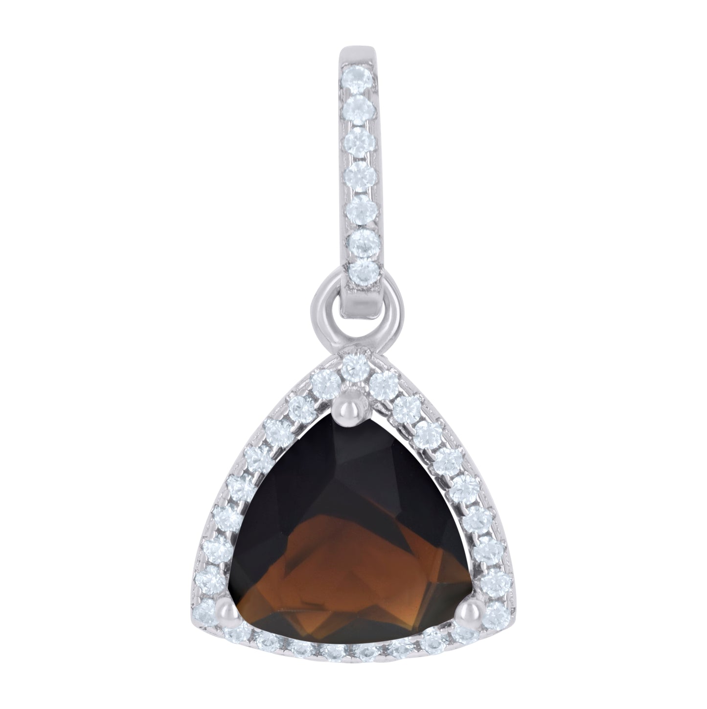 Sterling Silver Womens Cubic Zirconia Fashion Triangle Charm Pendant