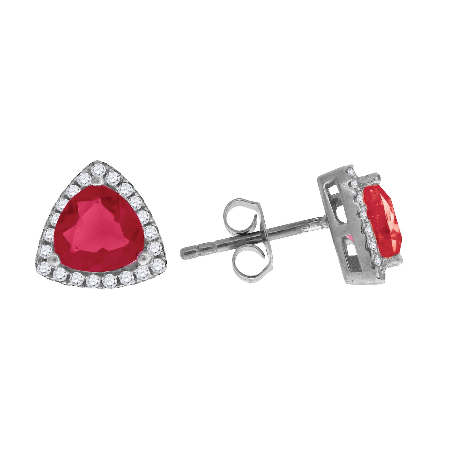Sterling Silver Womens Cubic Zirconia Triangle Stud Earrings