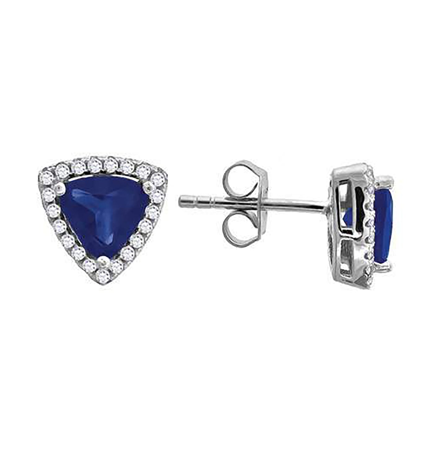 Sterling Silver Womens Cubic Zirconia Triangle Stud Earrings