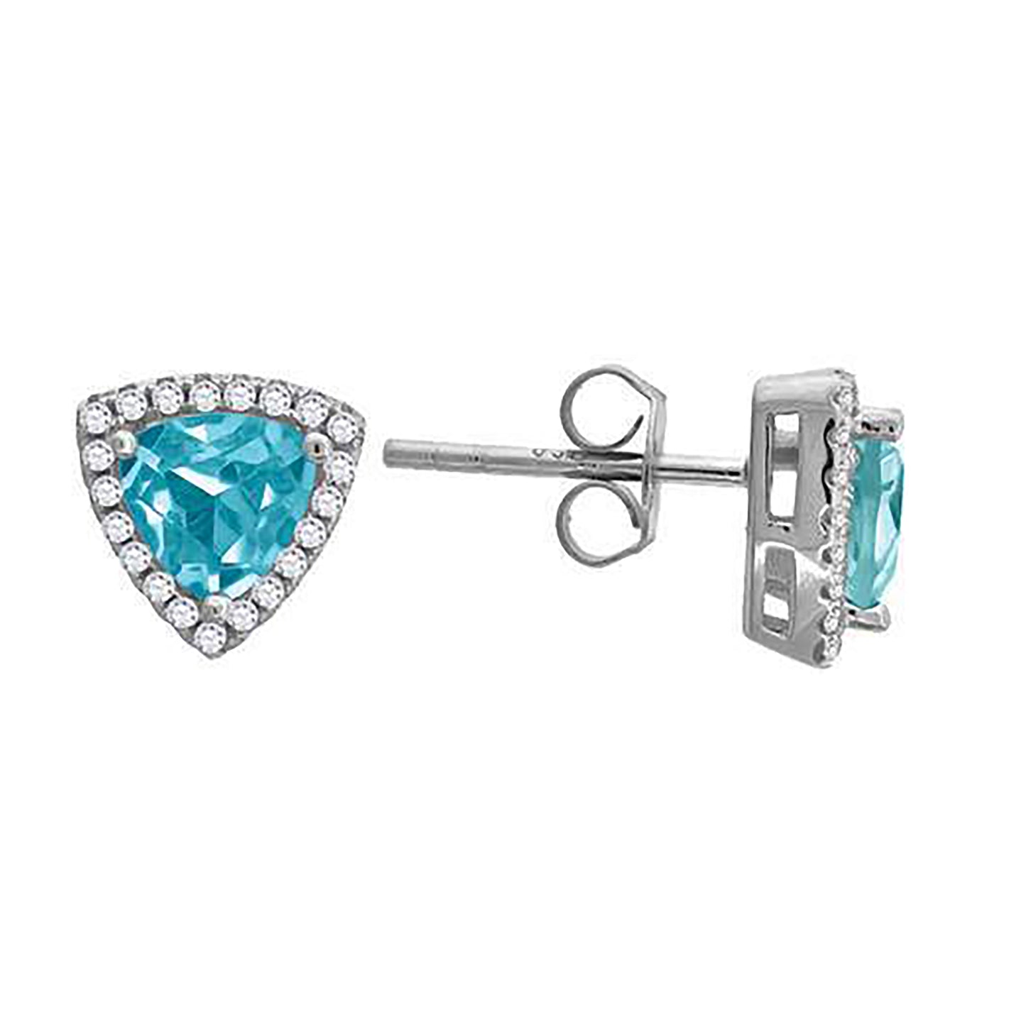 Sterling Silver Womens Cubic Zirconia Triangle Stud Earrings