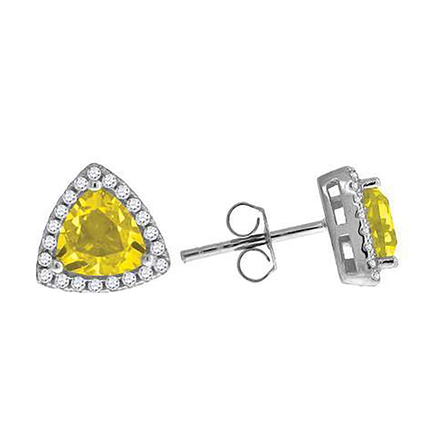 Sterling Silver Womens Cubic Zirconia Triangle Stud Earrings