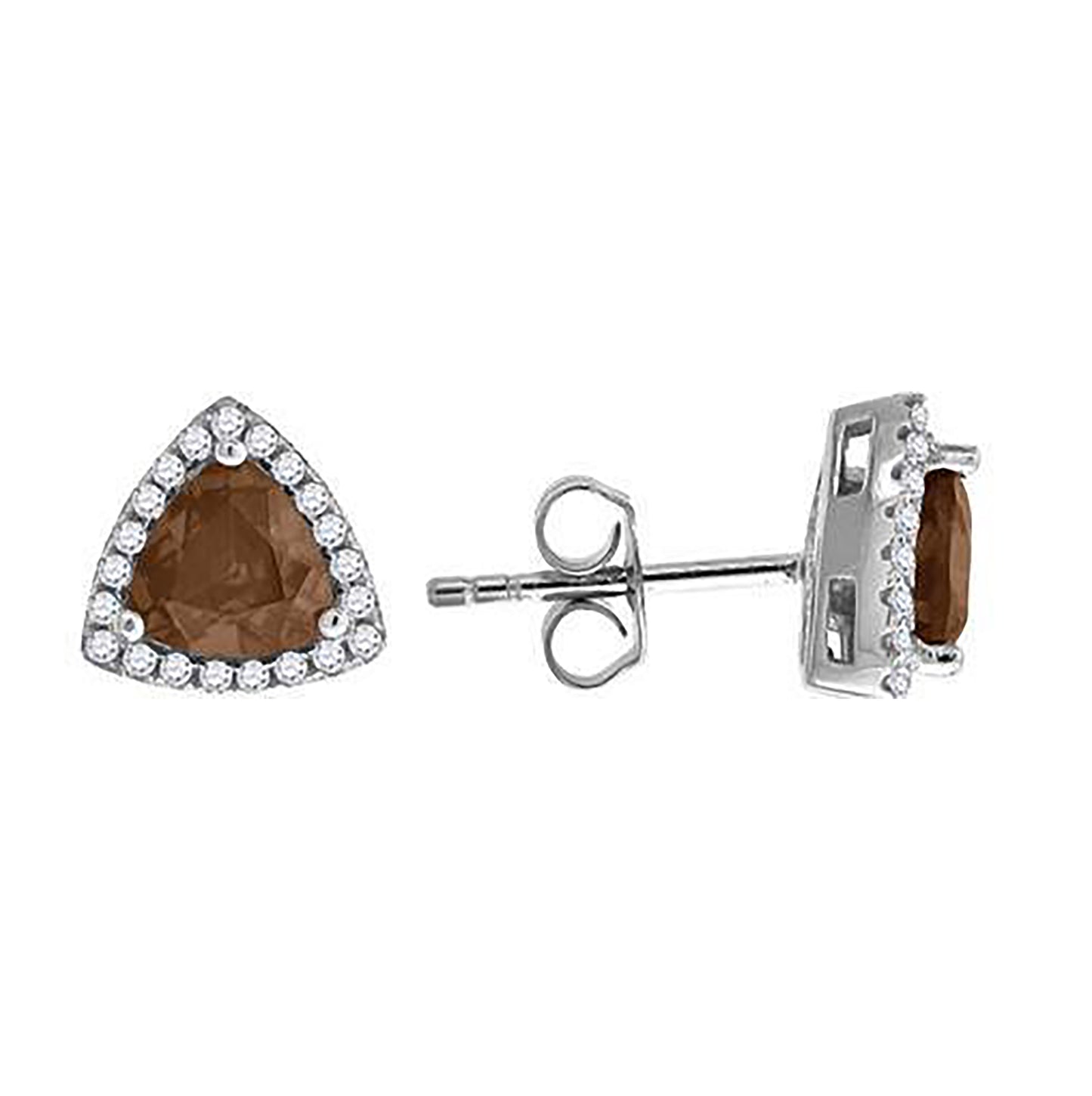 Sterling Silver Womens Cubic Zirconia Triangle Stud Earrings