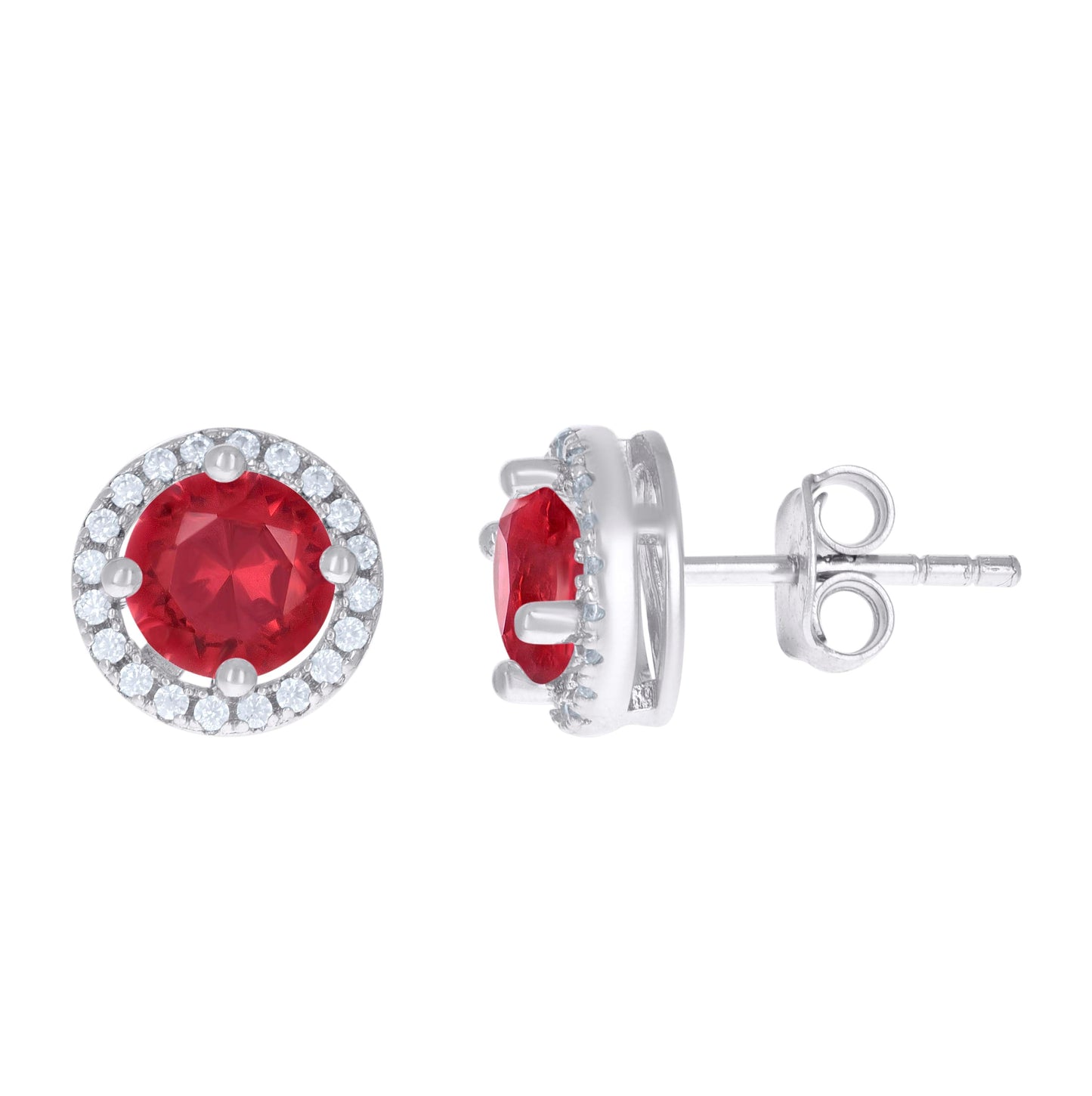Sterling Silver Womens Cubic Zirconia Round Stud Earrings