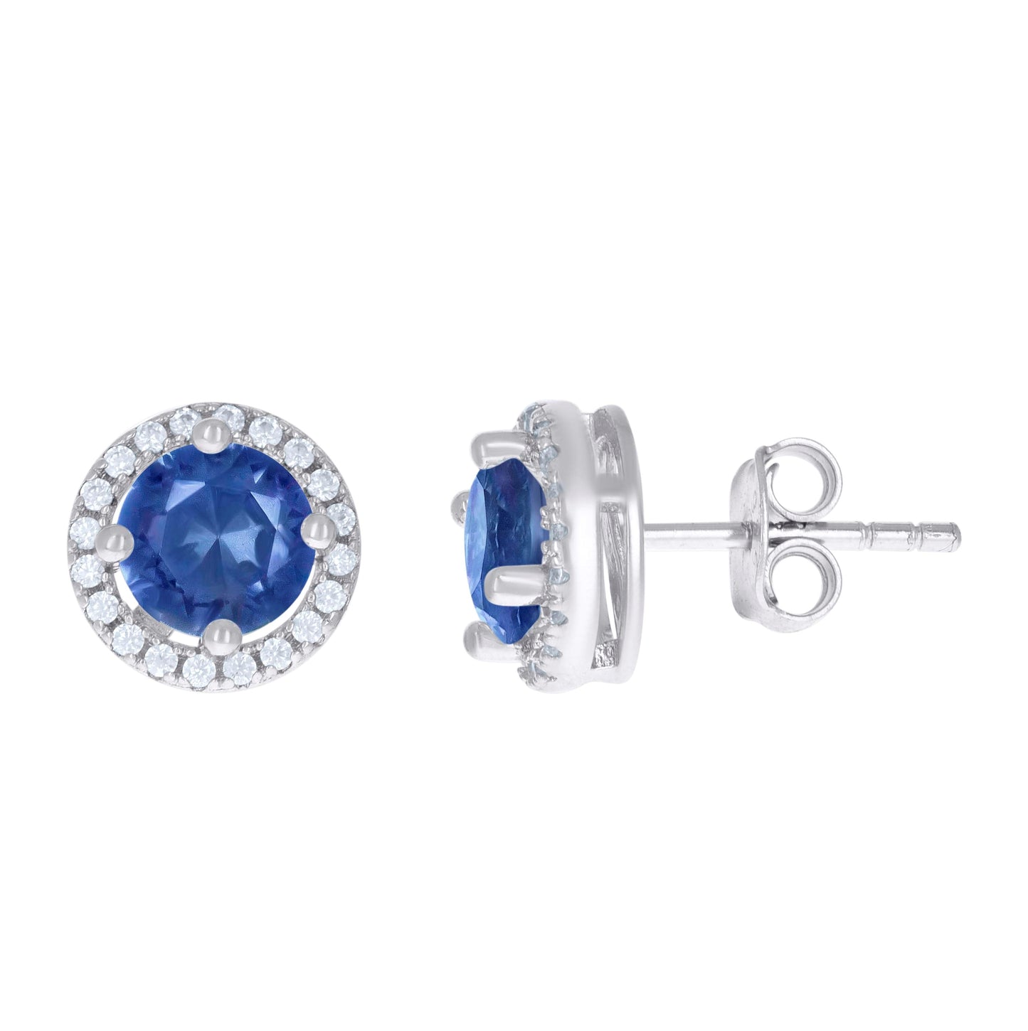 Sterling Silver Womens Cubic Zirconia Round Stud Earrings