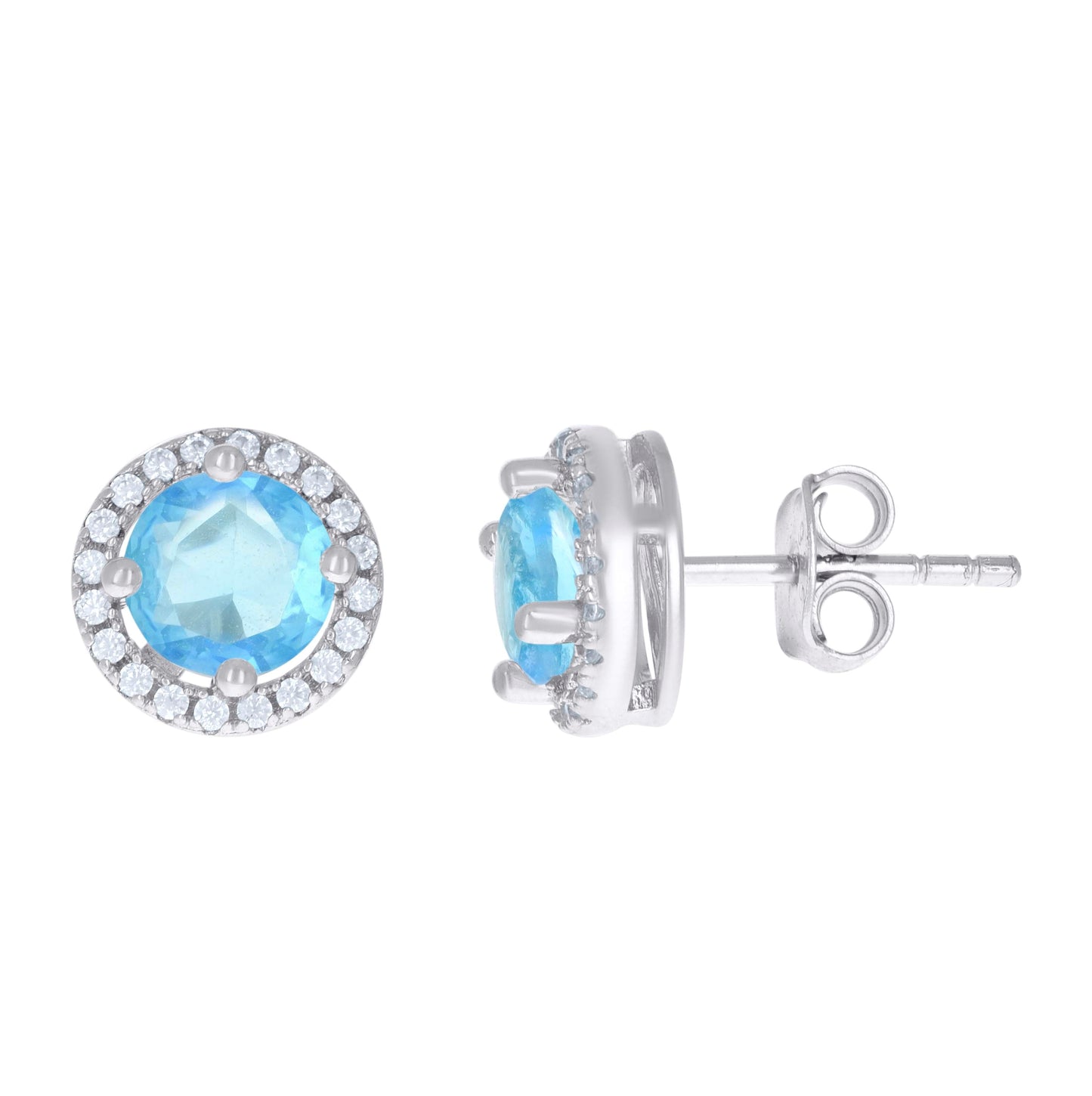Sterling Silver Womens Cubic Zirconia Round Stud Earrings