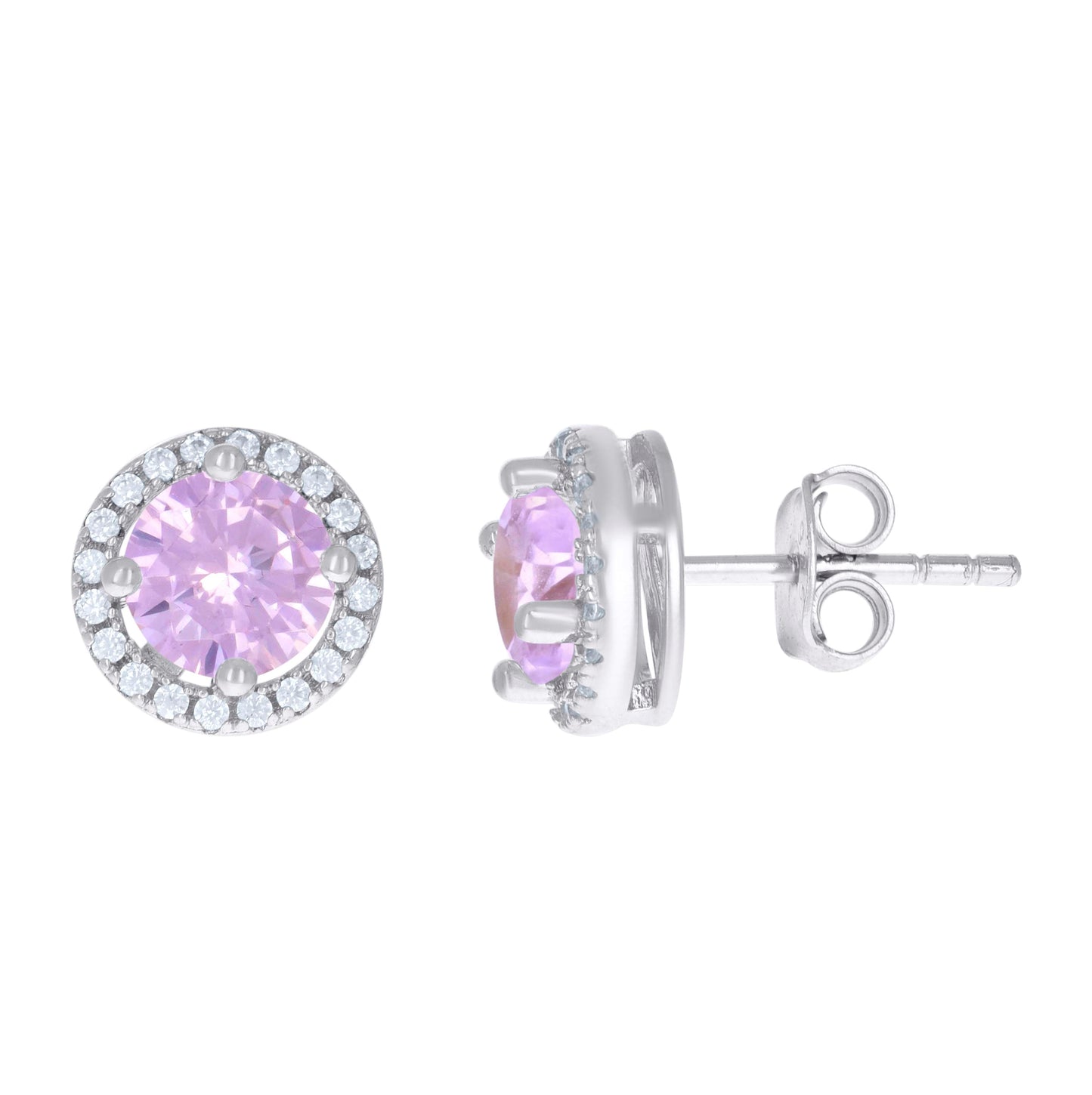 Sterling Silver Womens Cubic Zirconia Round Stud Earrings