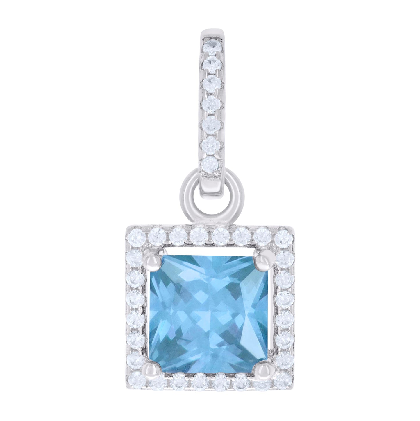 Sterling Silver Womens Cubic Zirconia Fashion Square Charm Pendant