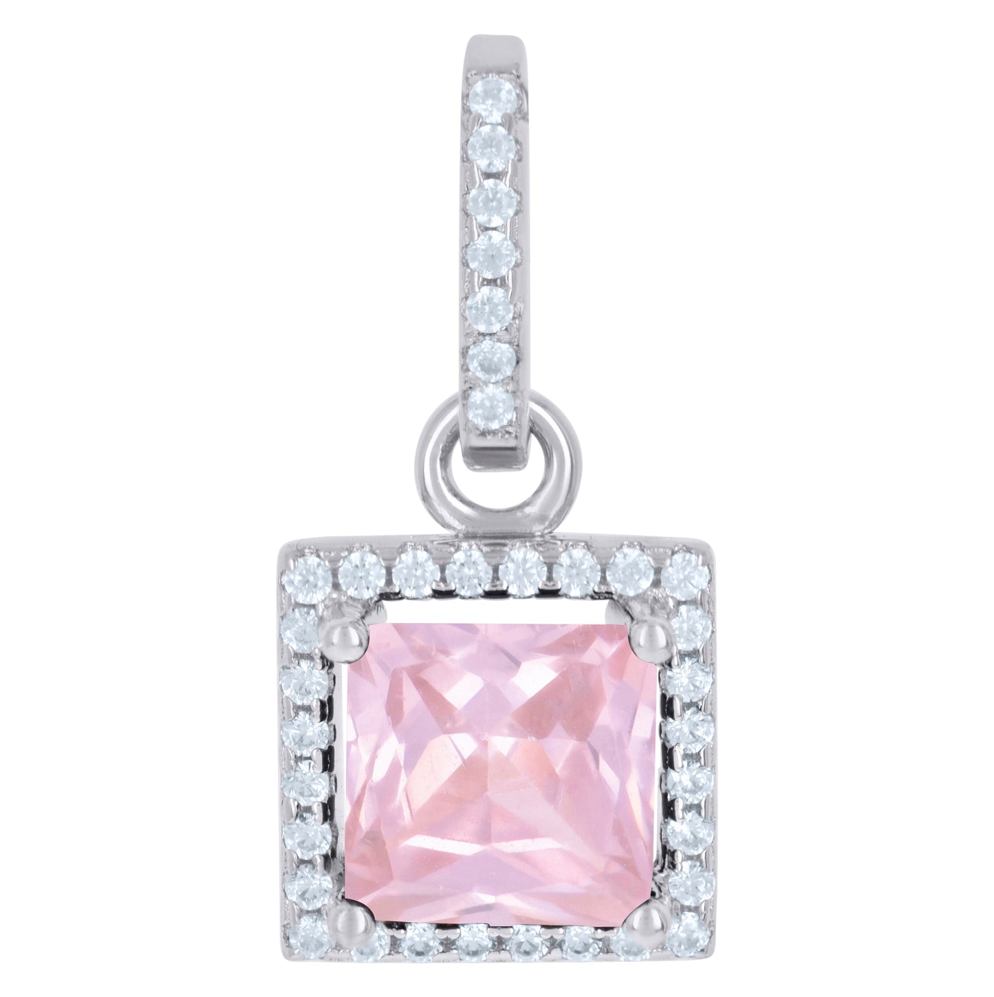 Sterling Silver Womens Cubic Zirconia Fashion Square Charm Pendant