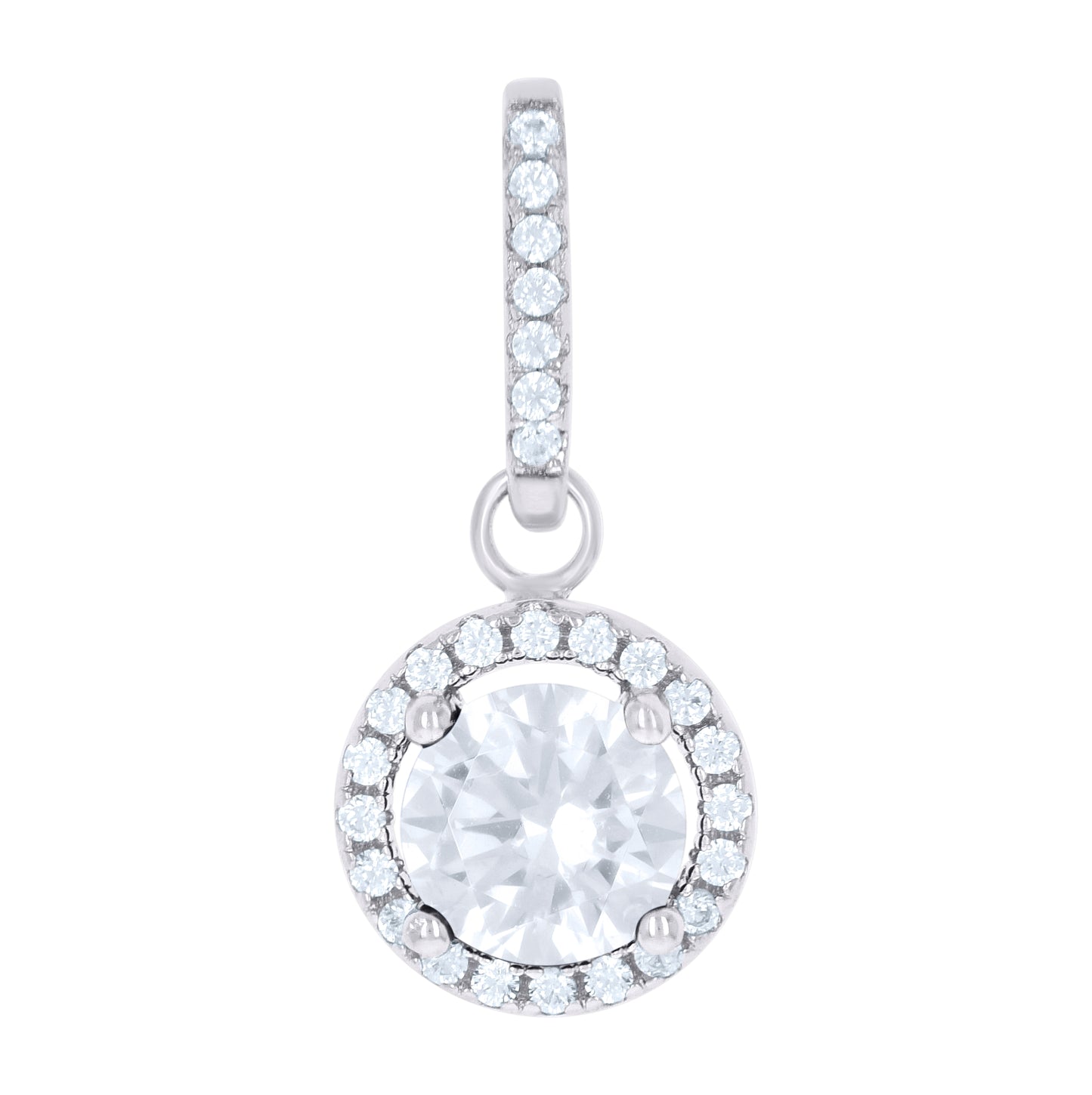 Sterling Silver Womens Cubic Zirconia Fashion Round Charm Pendant