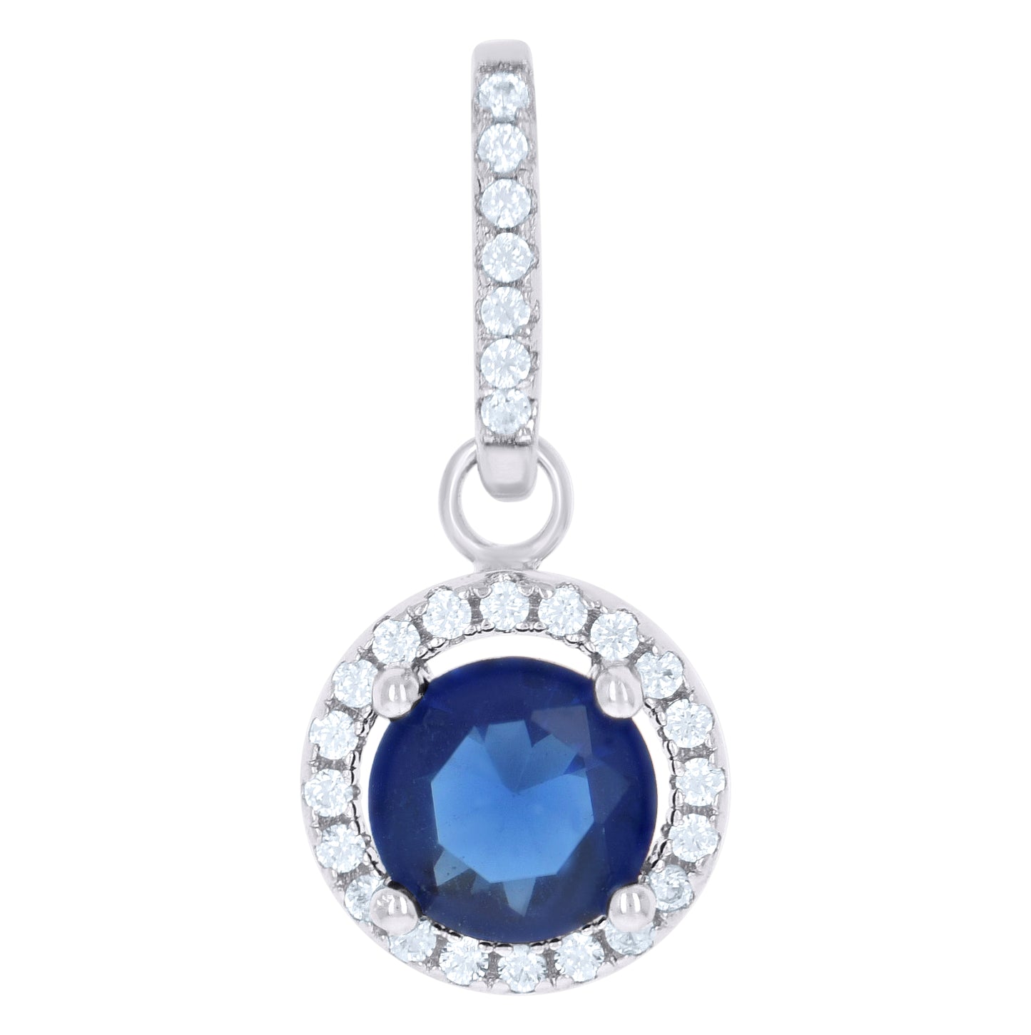 Sterling Silver Womens Cubic Zirconia Fashion Round Charm Pendant