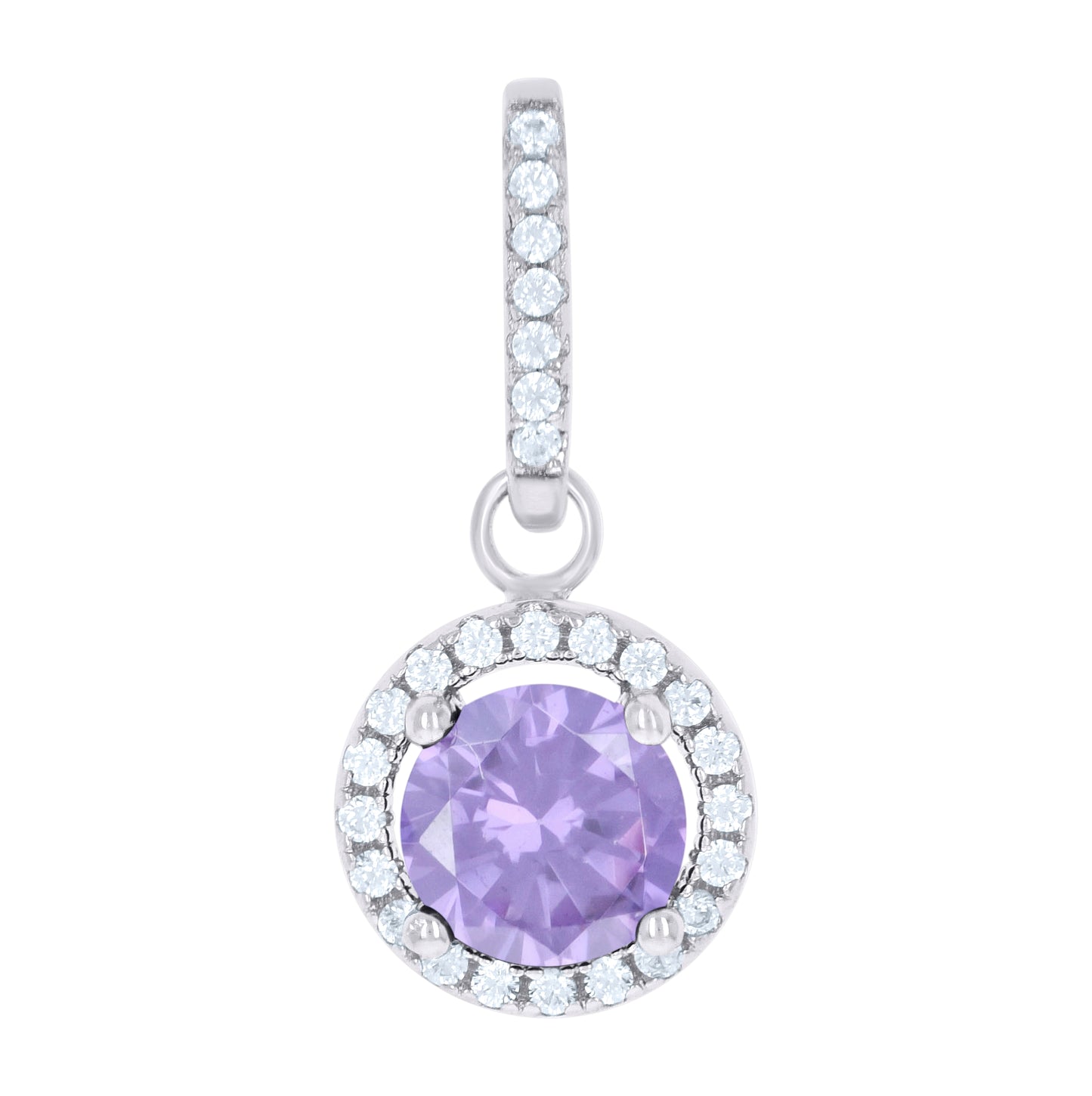 Sterling Silver Womens Cubic Zirconia Fashion Round Charm Pendant