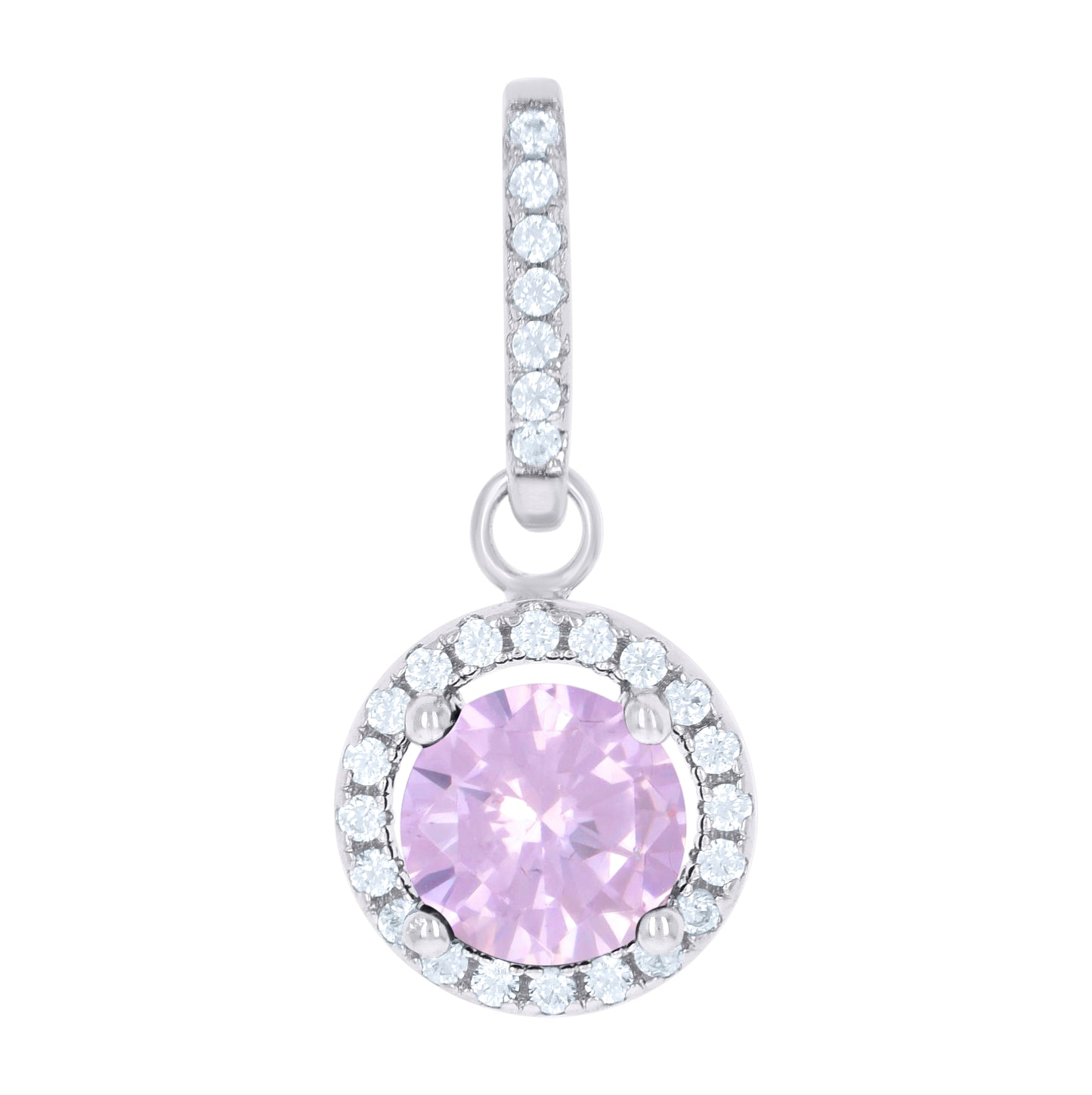 Sterling Silver Womens Cubic Zirconia Fashion Round Charm Pendant