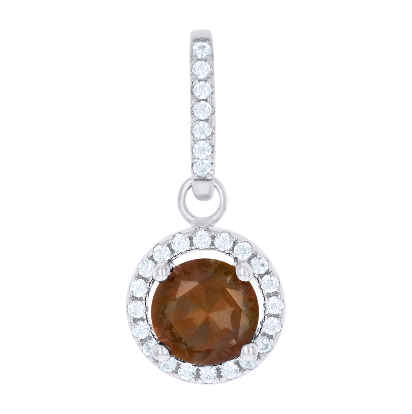 Sterling Silver Womens Cubic Zirconia Fashion Round Charm Pendant