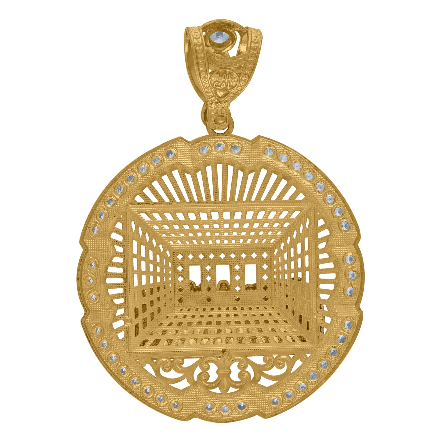 10K Two-Tone Gold Mens Cubic Zirconia Last Supper Medallion Religious Charm Pendant