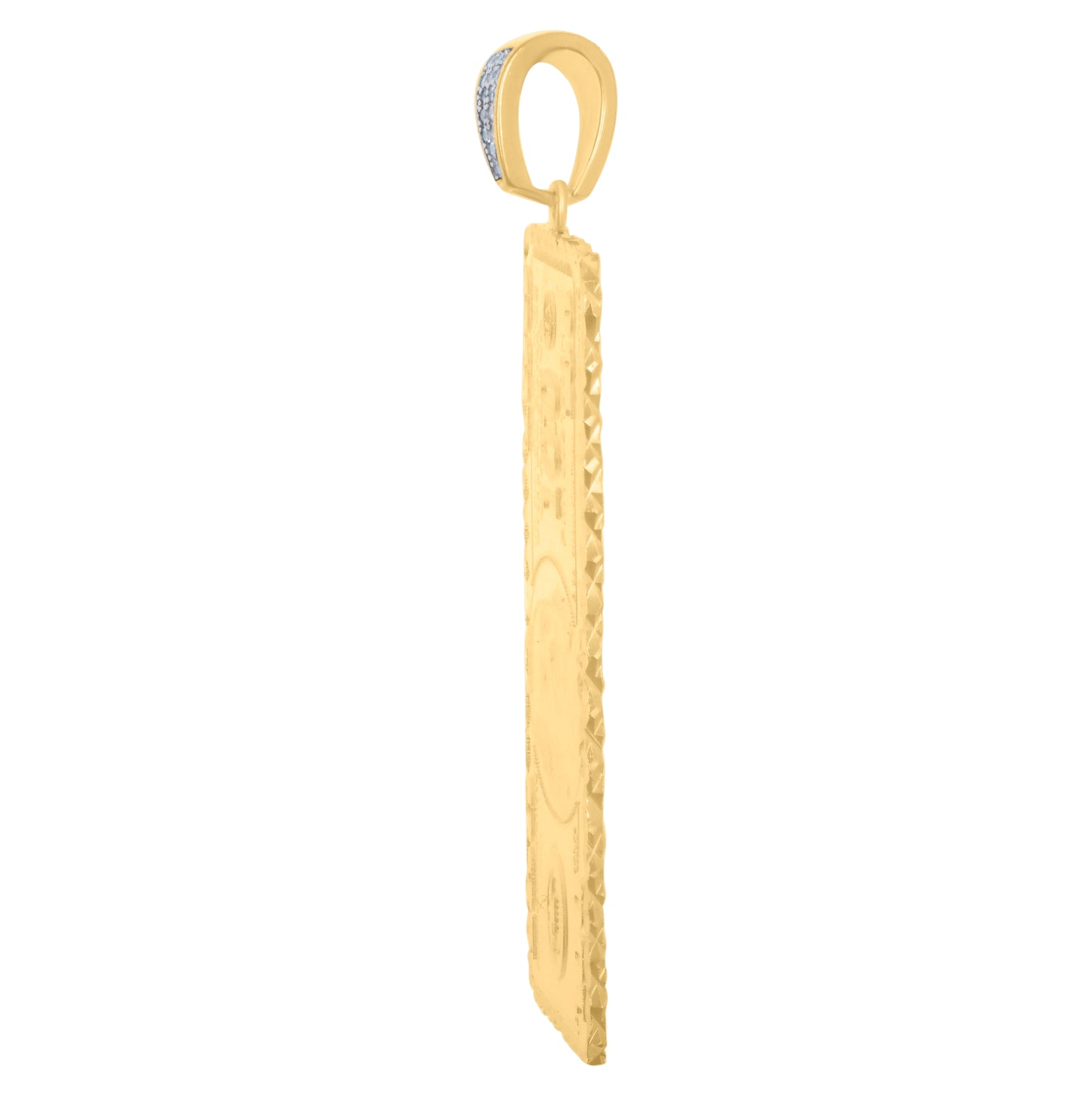 Sterling Silver Yellow-tone Mens Cubic-Zirconia 100 Dollar Bill Currency Fashion Charm Pendant