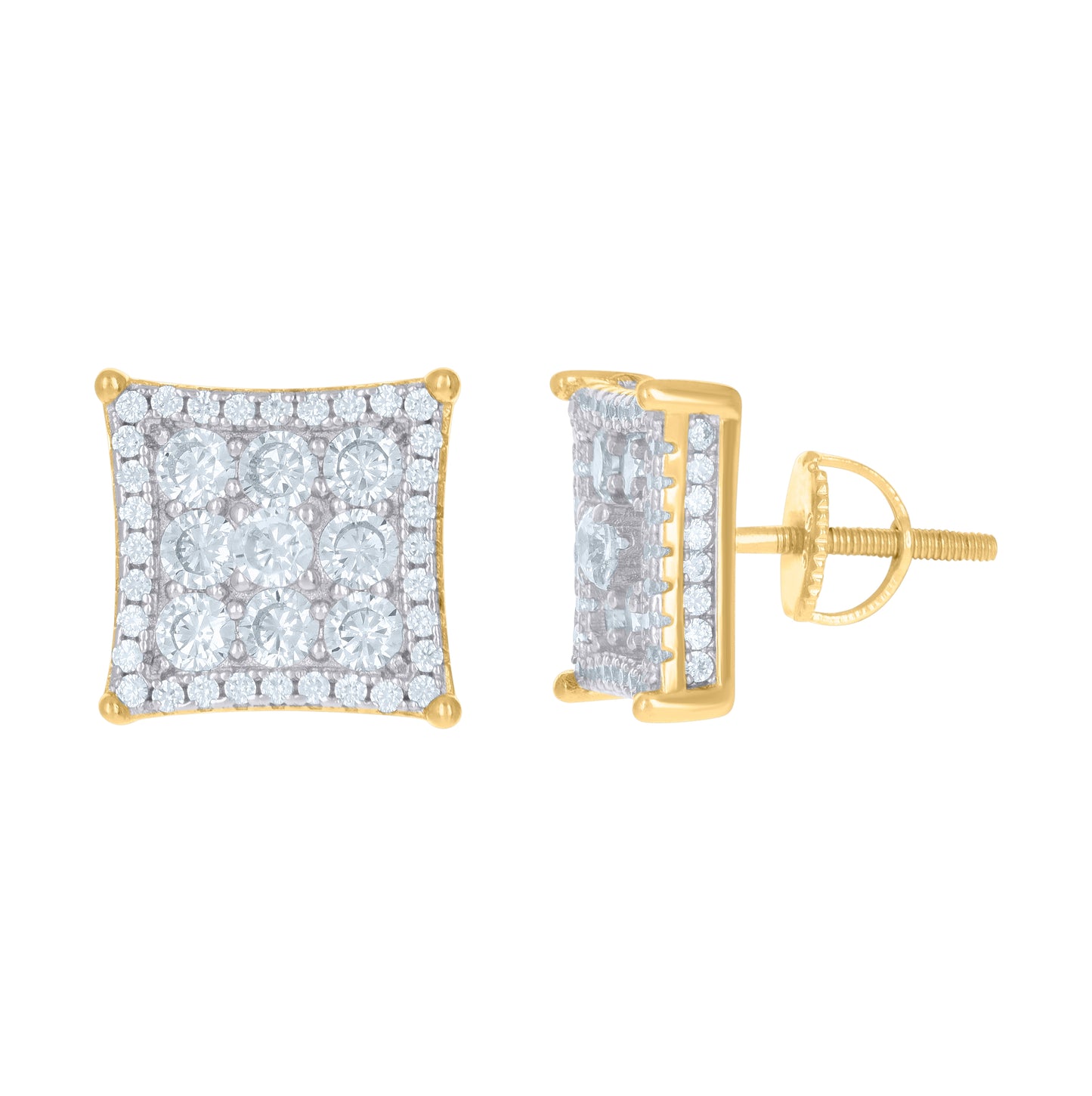 Sterling Silver Or Yellow-Tone Womens Cubic Zirconia Kite Stud Earrings