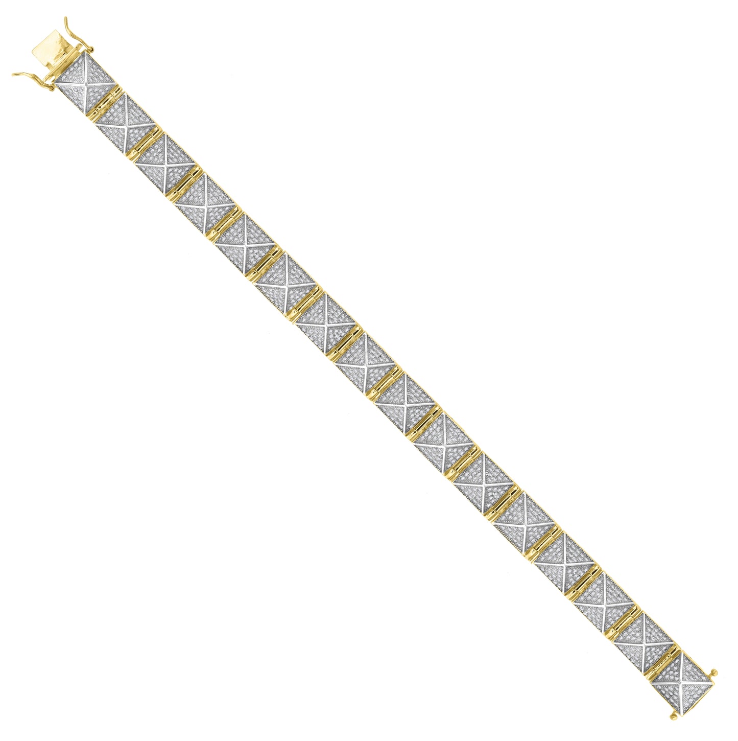 Sterling Silver Unisex Micropave Cubic Zirconia Link Bracelet