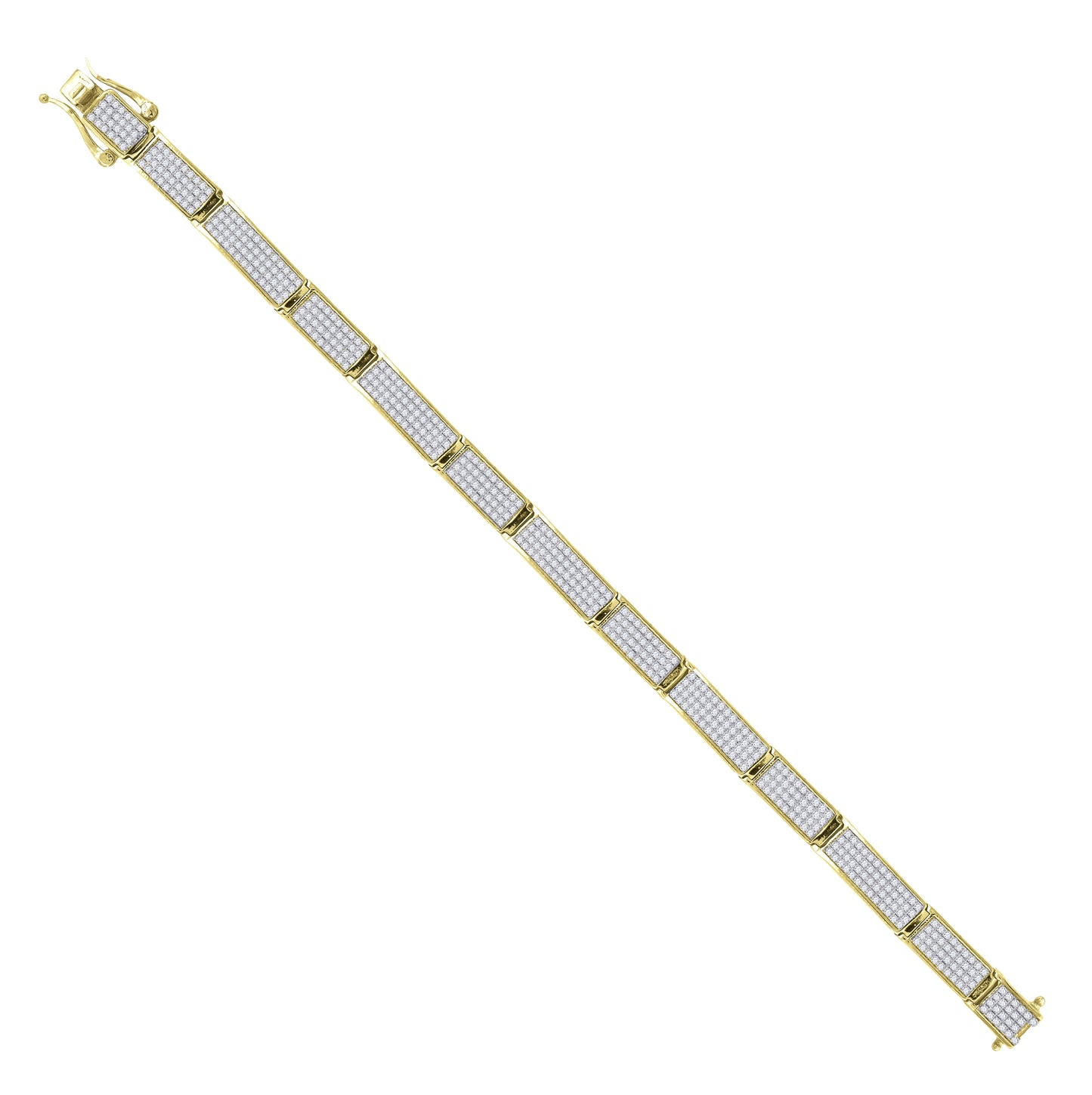 Sterling Silver Unisex Micropave Cubic Zirconia Link Bracelet