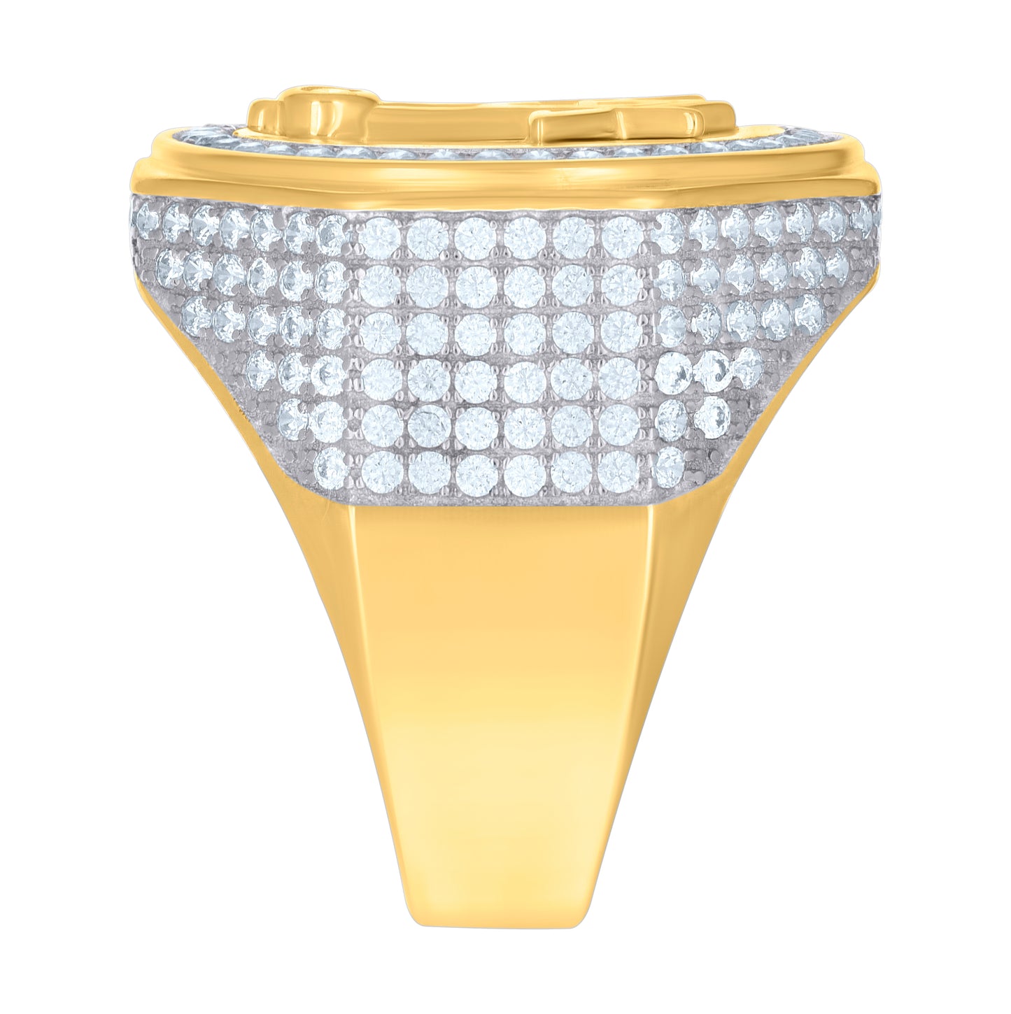 Sterling Silver Yellow-Tone Mens Cubic-Zirconia Fashion Masonic Bridal Anniversary Wedding Engagement Band Ring