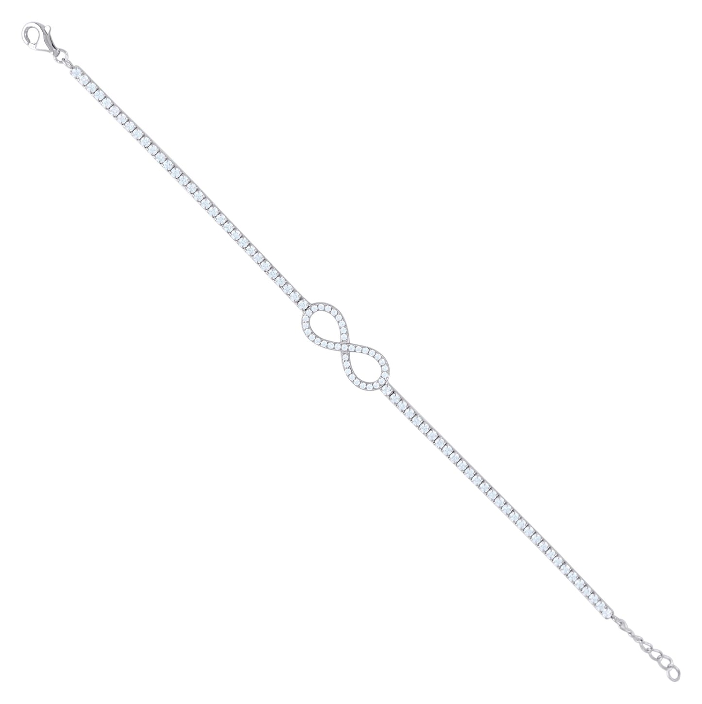 Sterling Silver Womens Cubic Zirconia Fancy Infinity Bracelet
