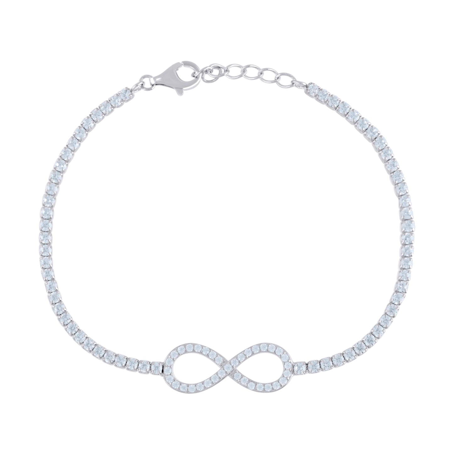 Sterling Silver Womens Cubic Zirconia Fancy Infinity Bracelet