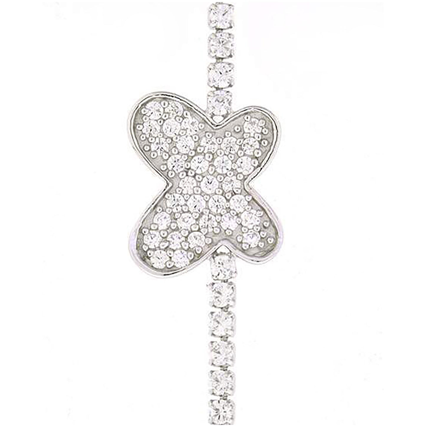Sterling Silver Womens Cubic Zirconia Fancy Butterfly Bracelet