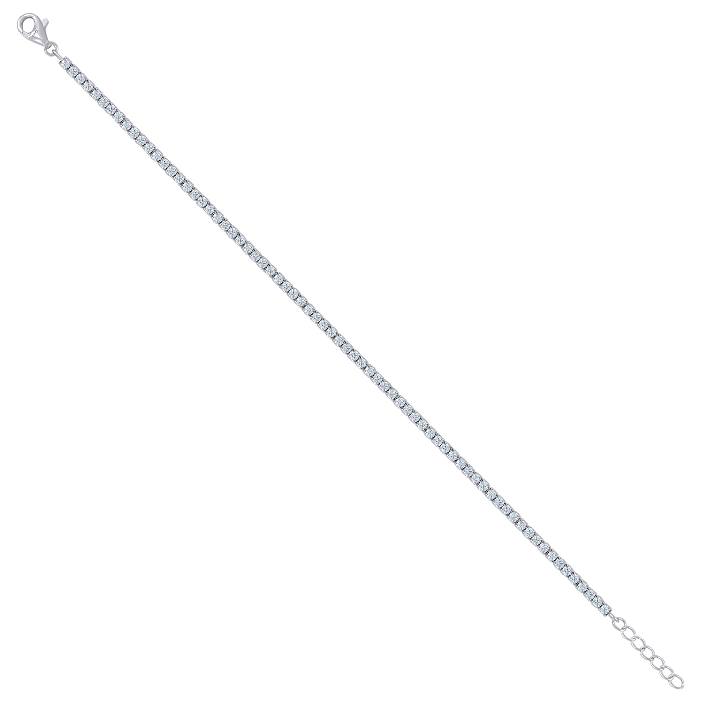 Sterling Silver Womens Cubic Zirconia Fancy Tennis Bracelet