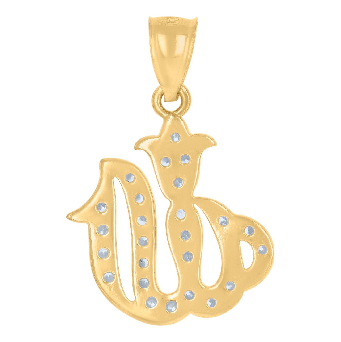 10K Yellow Gold Mens Cubic Zirconia Symbol Allah Religious Charm Pendant