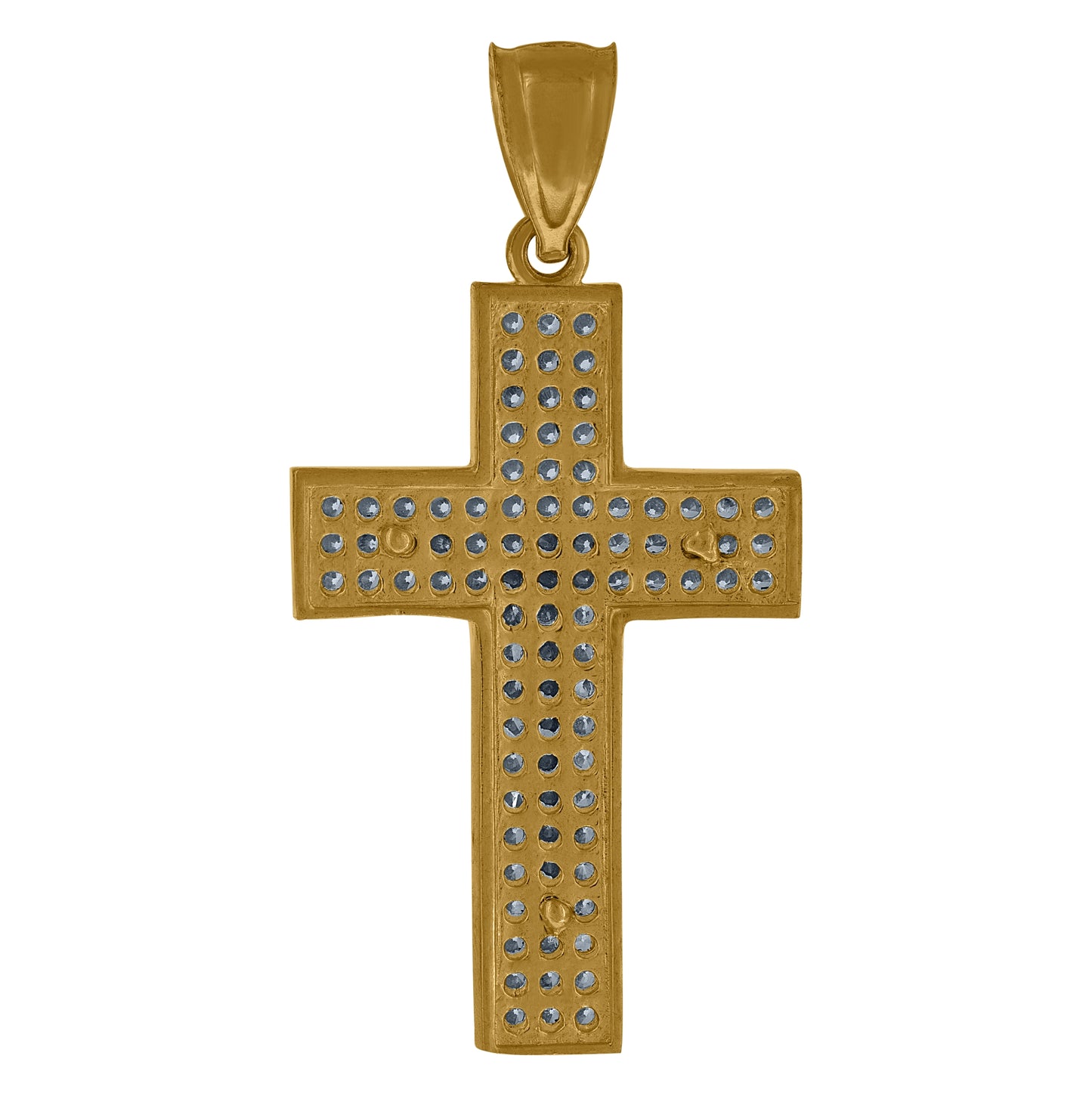 10K Gold Two-Tone Cubic-Zirconia Mens Cross Crucifix Religious Charm Pendant