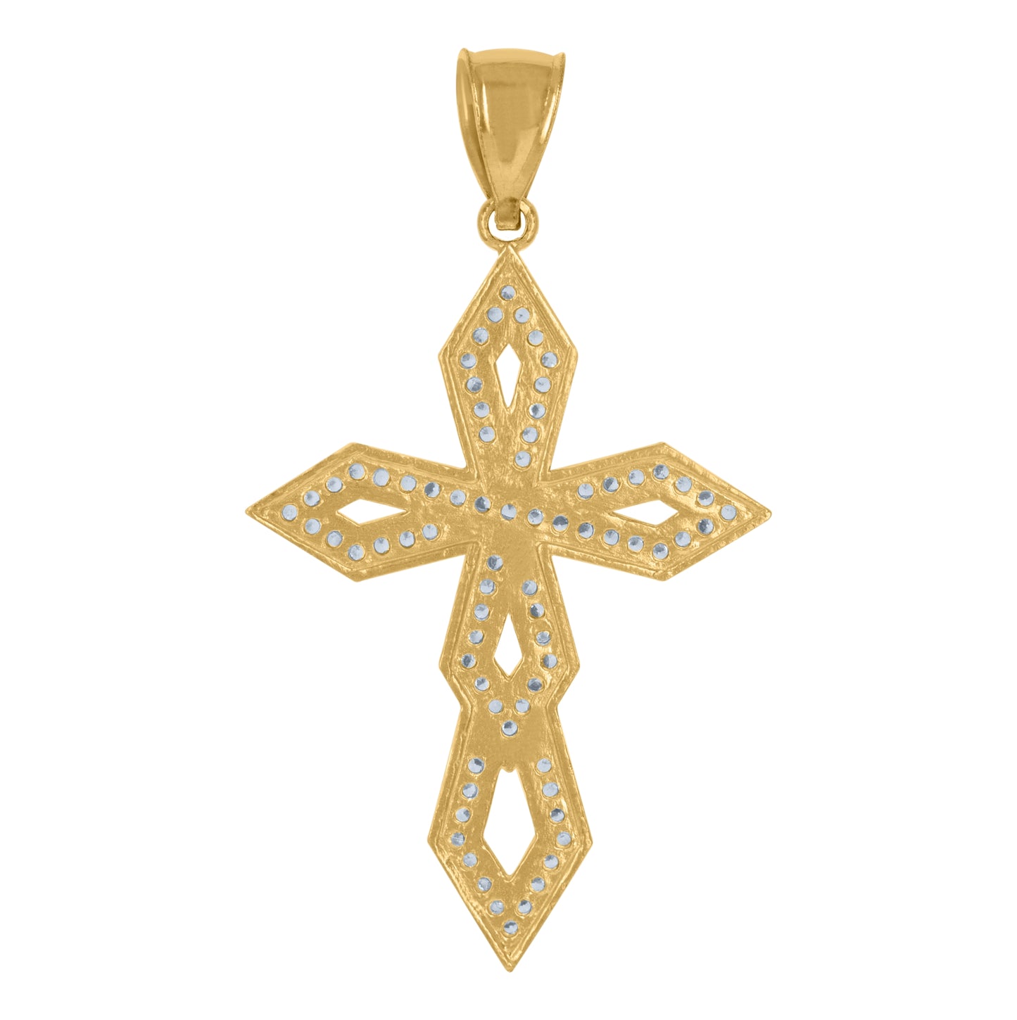 10K Two-Tone Gold Unisex Cubic Zirconia Cross Religious Charm Pendant