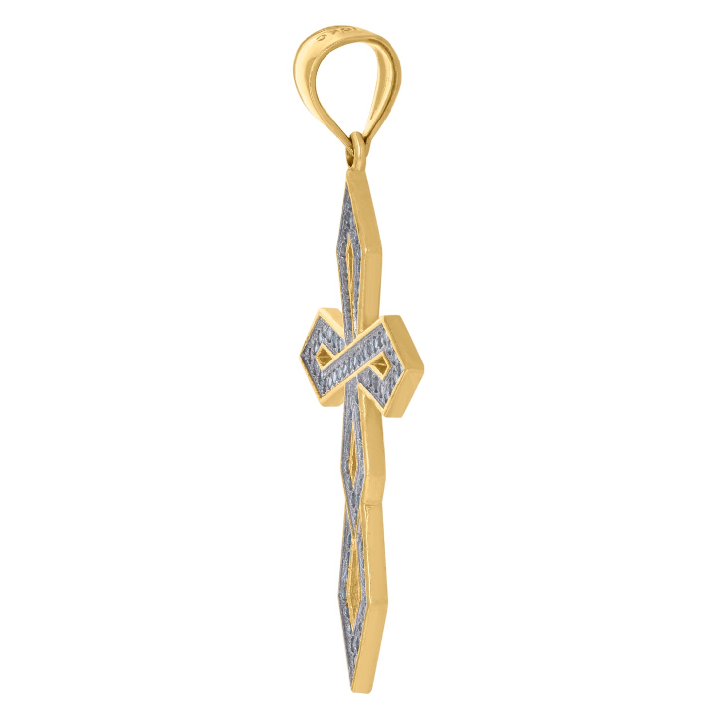 10K Two-Tone Gold Unisex Cubic Zirconia Cross Religious Charm Pendant