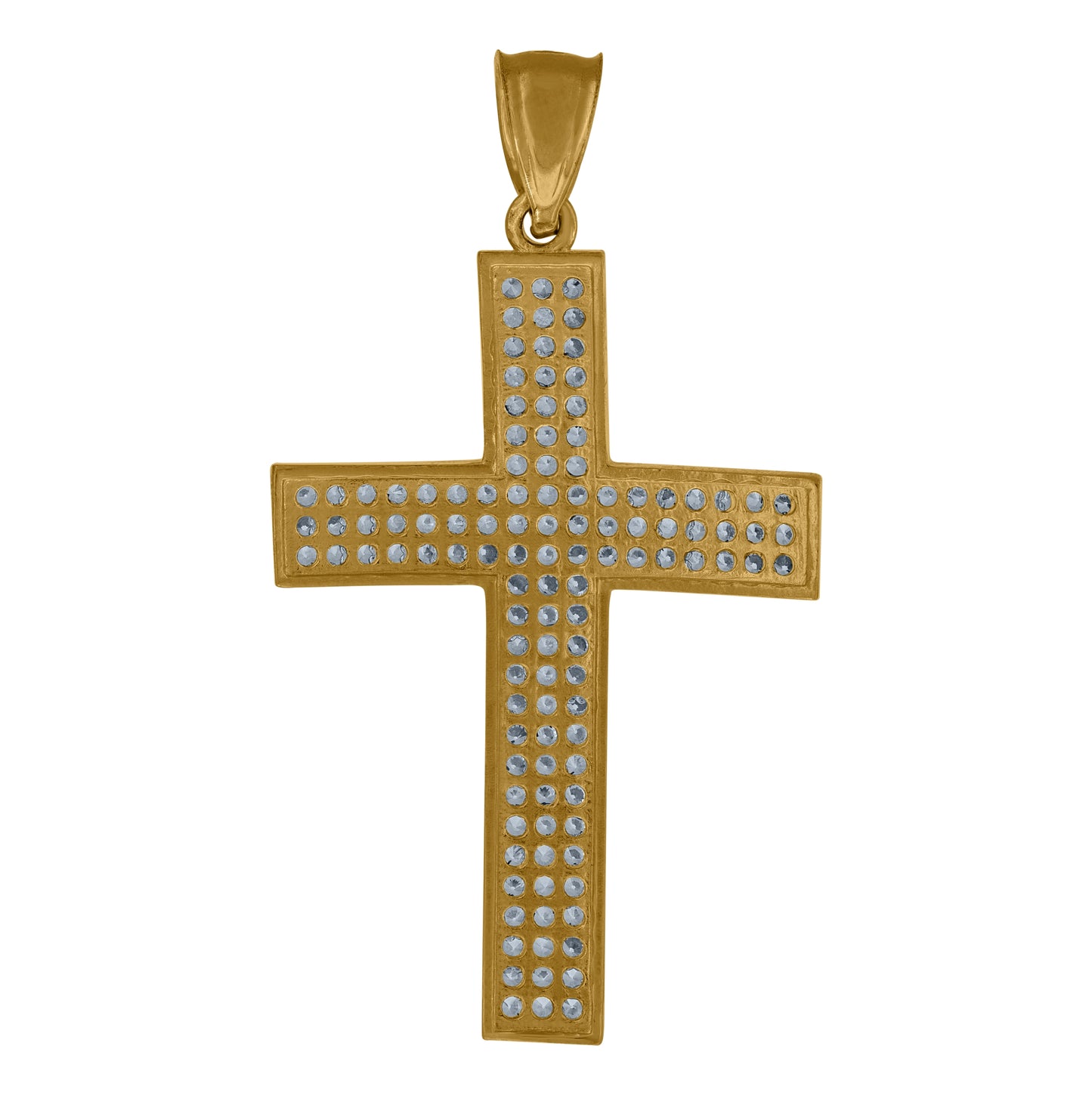 10K Gold Two-Tone Cubic-Zirconia Mens Cross Religious Charm Pendant