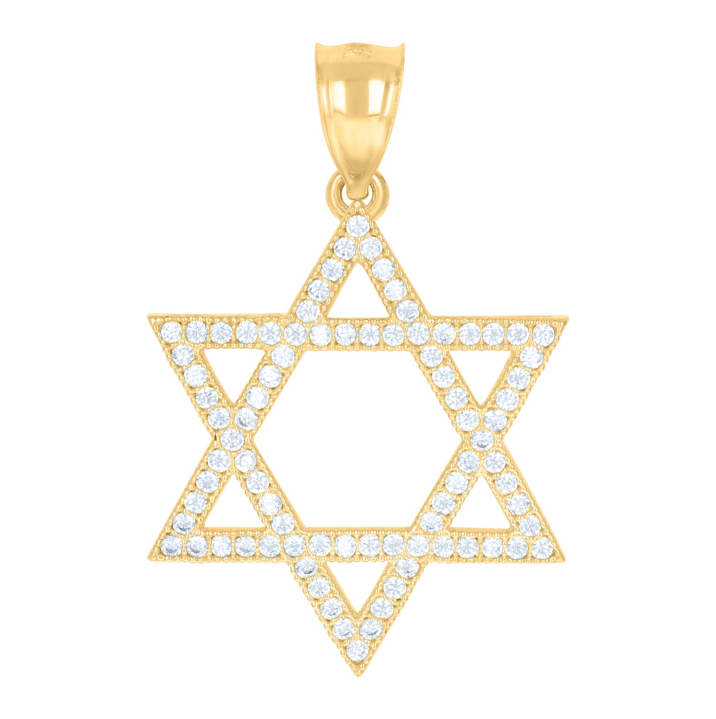 10K Two-Tone Gold Mens Cubic Zirconia Star Of David Religious Charm Pendant