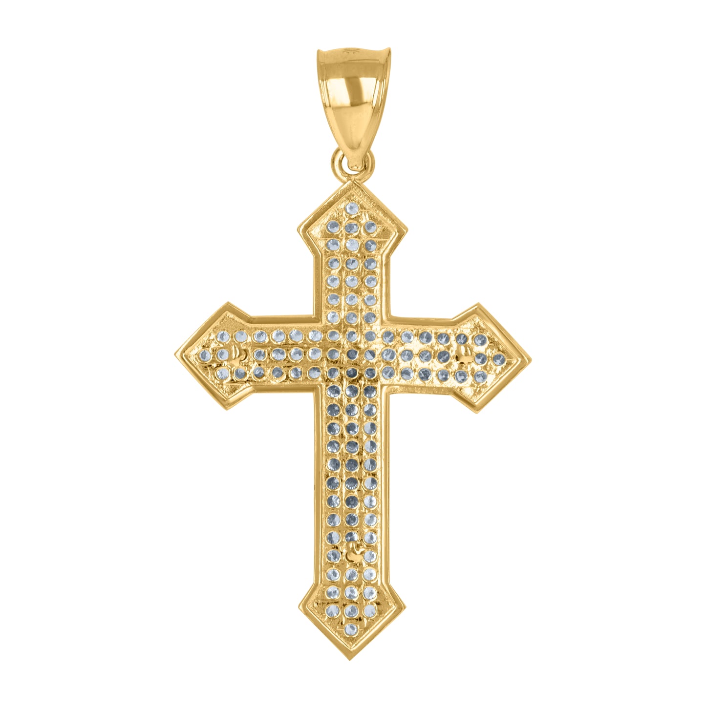 10K Gold Two-Tone Cubic-Zirconia Mens Cross Crucifix Religious Charm Pendant