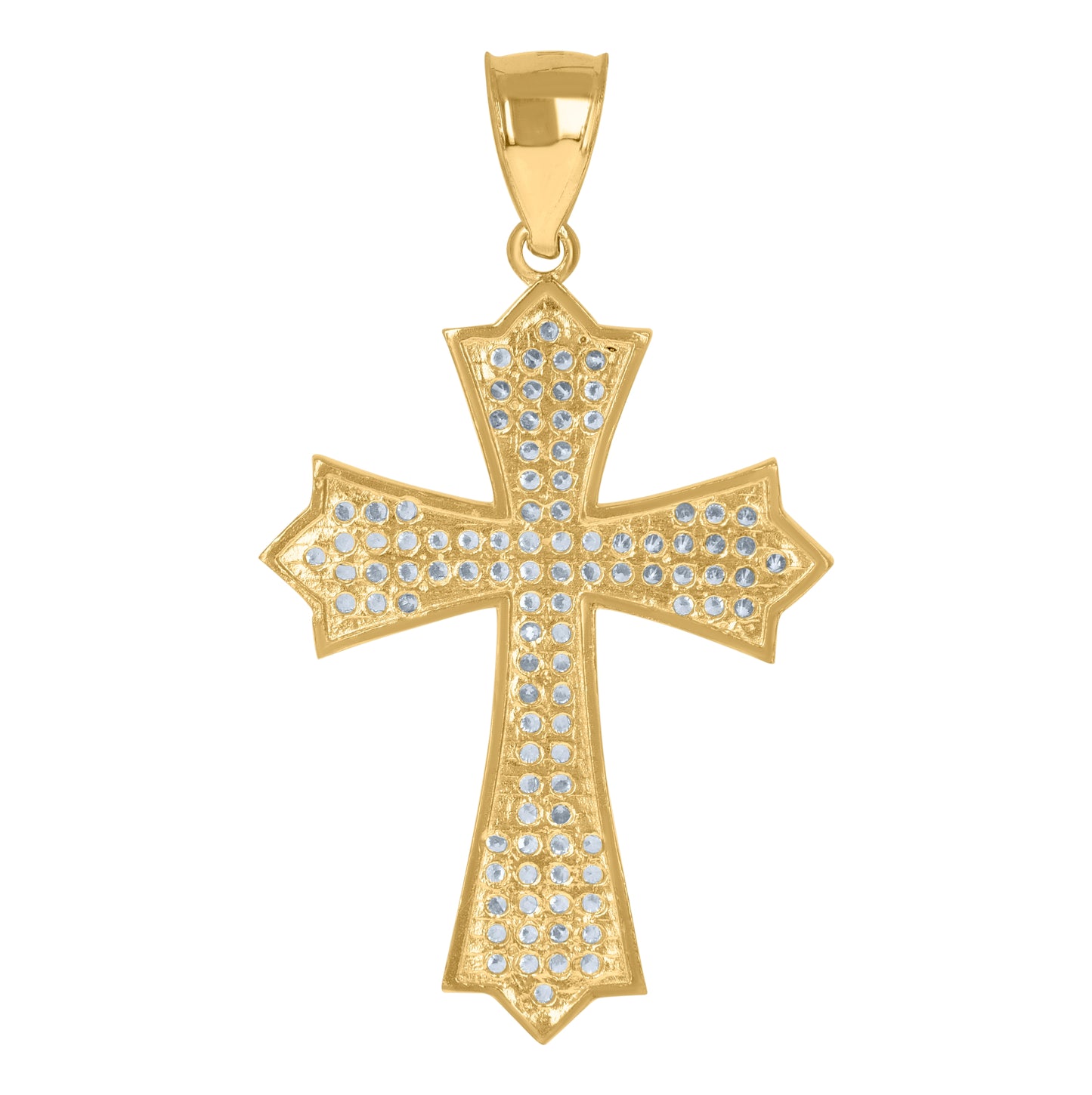 10K Gold Two-Tone Cubic-Zirconia Mens Cross Religious Charm Pendant