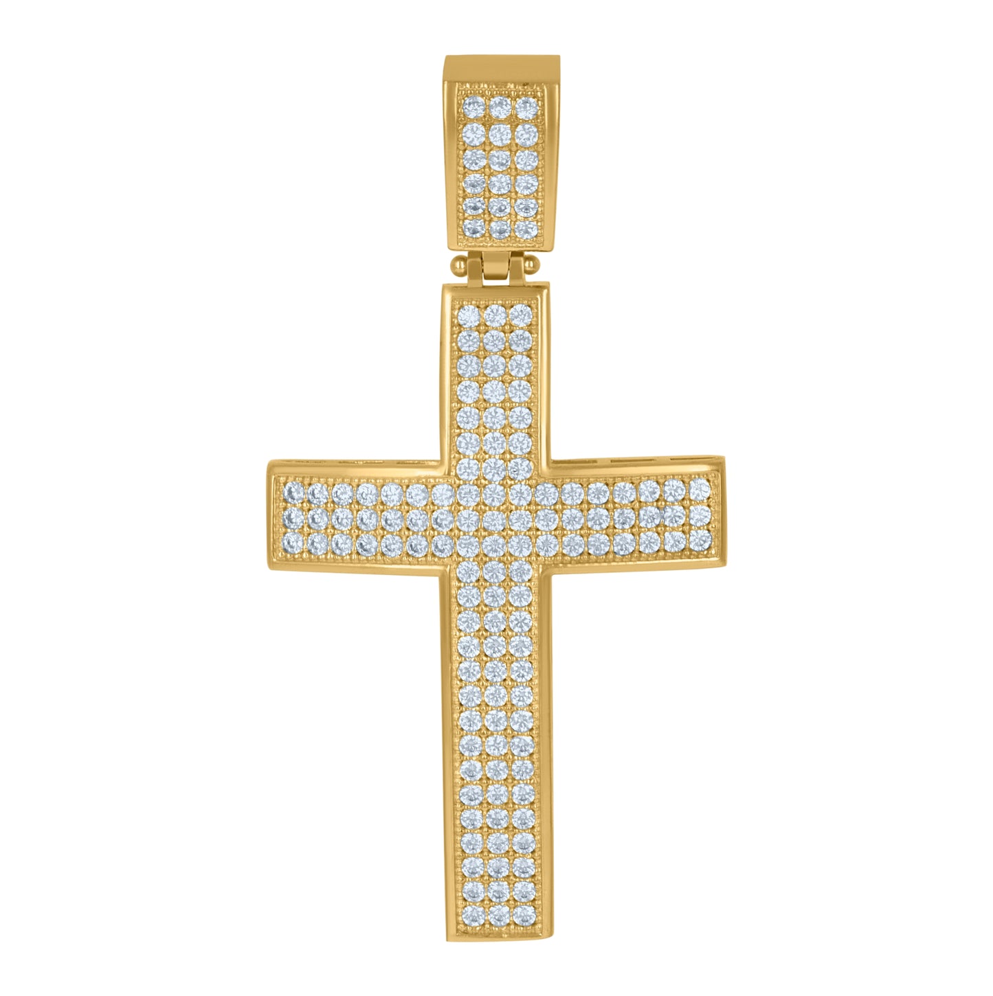 10K Two-Tone Gold Unisex Cubic Zirconia Cross Religious Charm Pendant