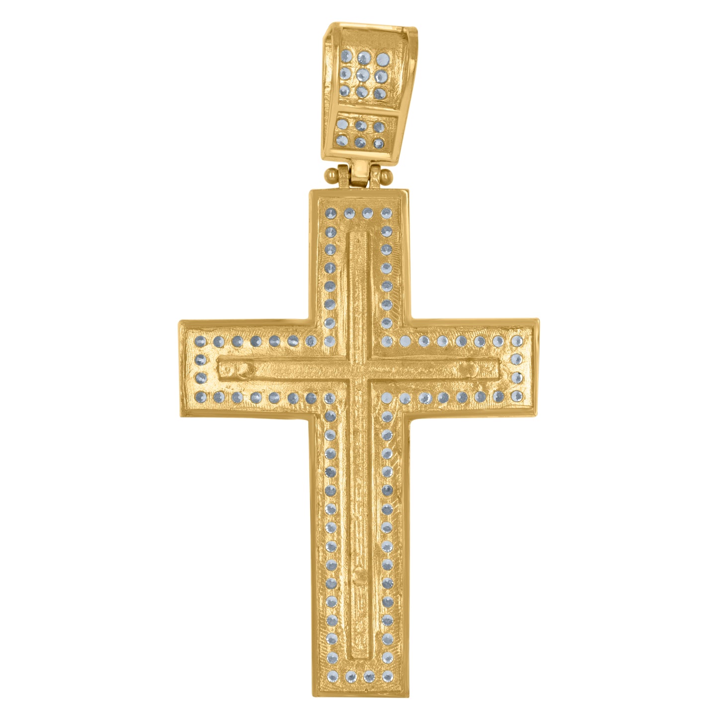 10K Two-Tone Gold Unisex Cubic Zirconia Cross Religious Charm Pendant