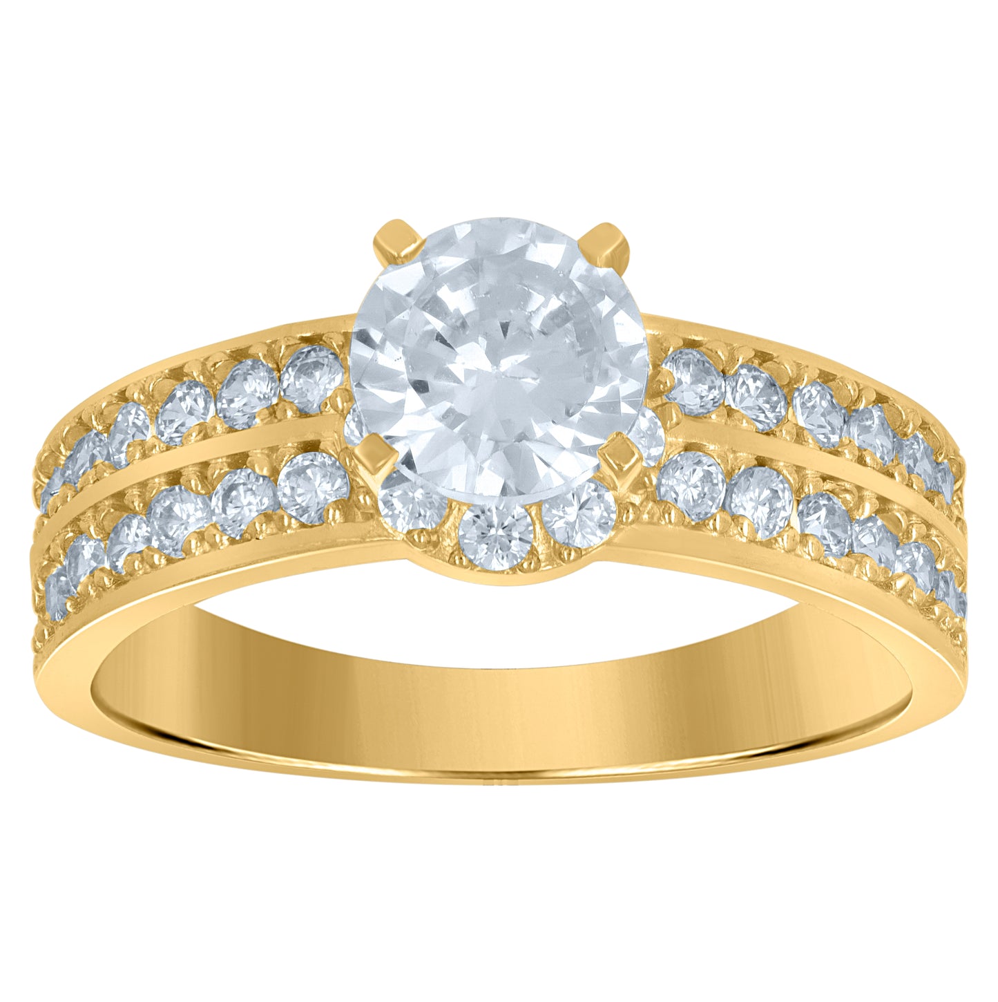 10K Two-Tone Gold Womens Cubic Zirconia Halo Engagement Ring