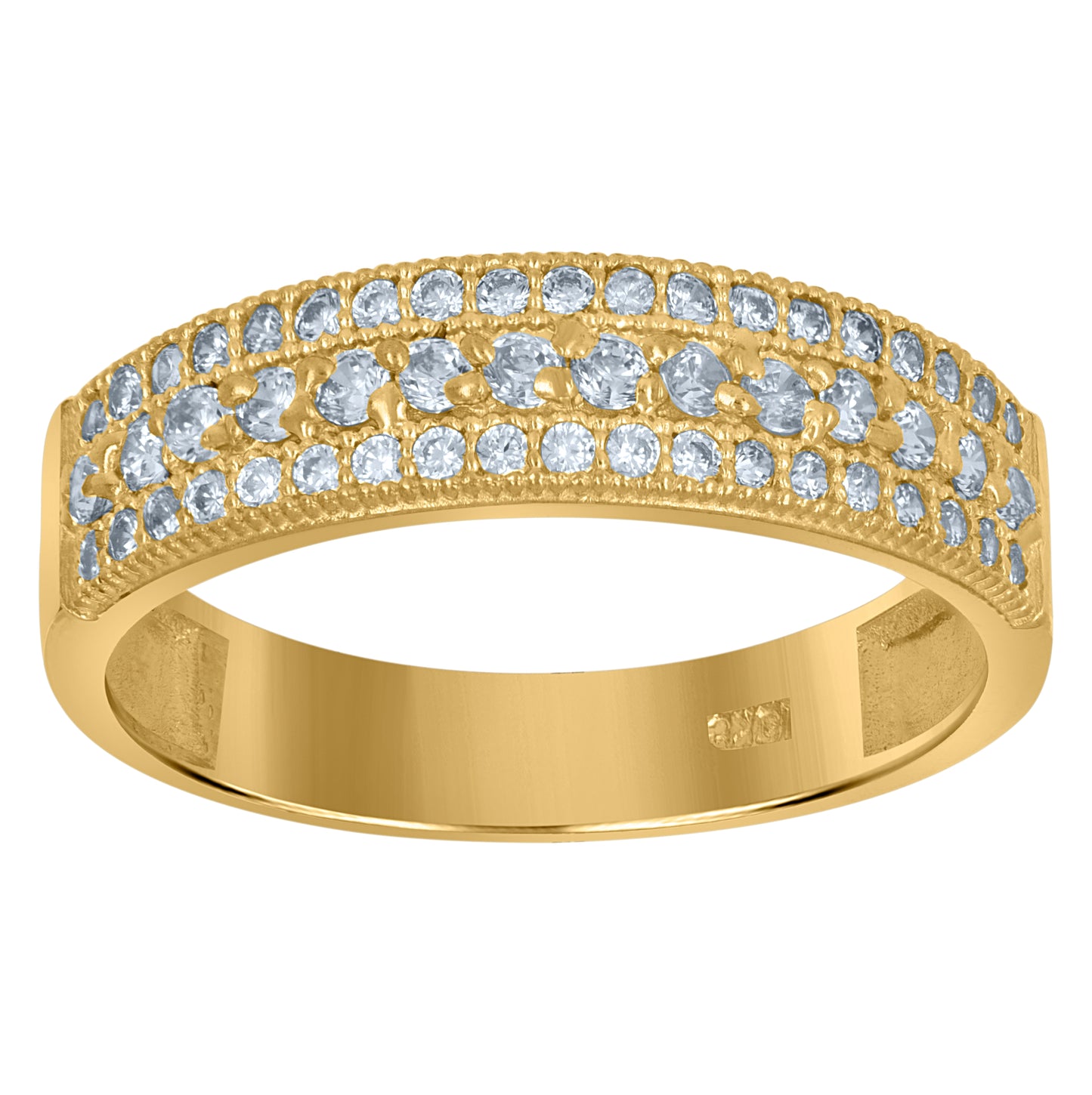 10K Two-Tone Gold Womens Round Cubic Zirconia Trio Ring Set